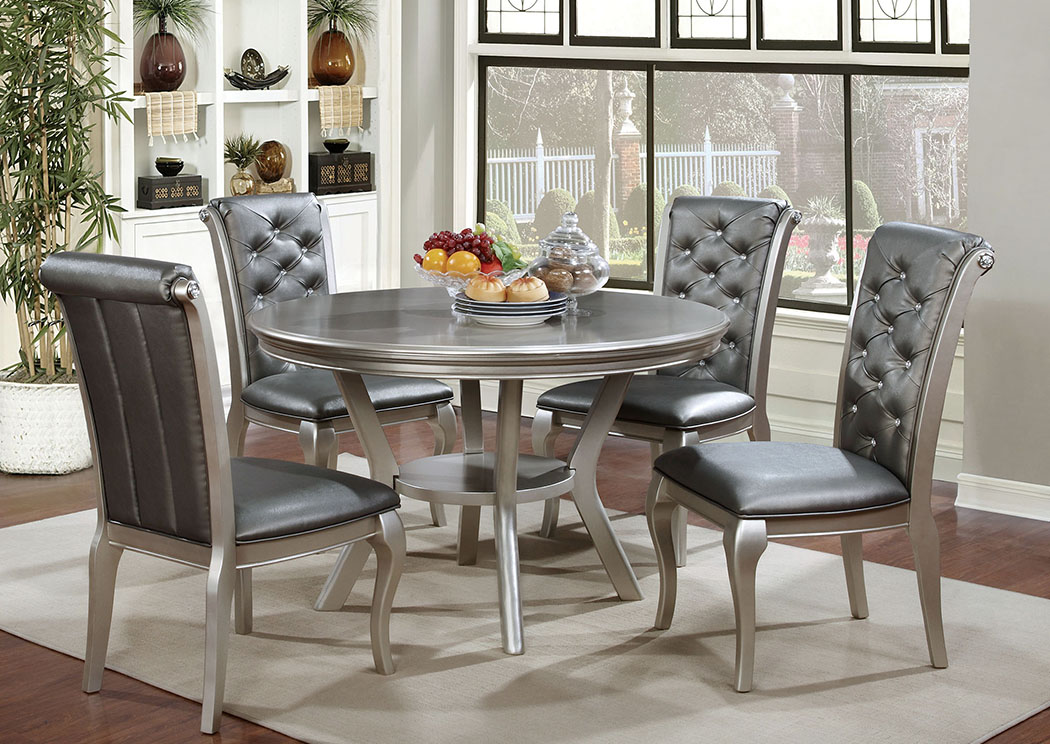 Amina Champagne Dining Table w/4 Side Chair,Furniture of America
