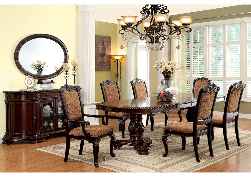 Bellagio Brown Extension Dining Table w/4 Side Chair & 2 Arm Chair,Furniture of America