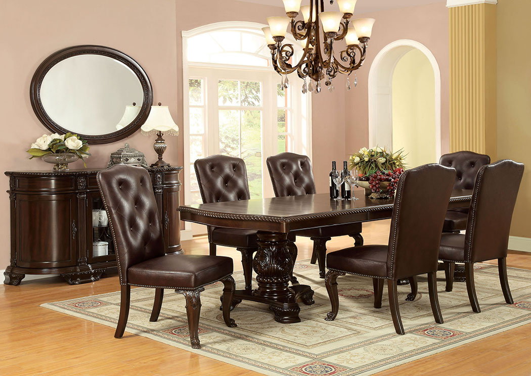 Bellagio Extension Dining Table w/6 Leatherette Side Chair,Furniture of America