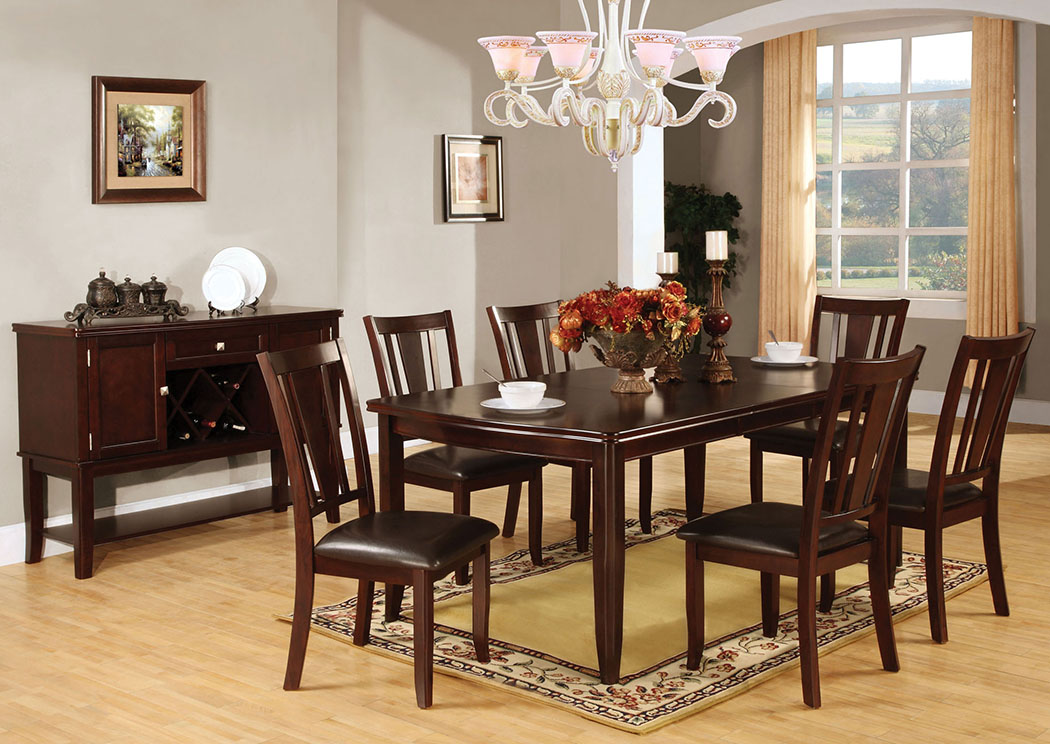 Edgewood l Espresso Extension Leaf Dining Table w/6 Side Chair,Furniture of America