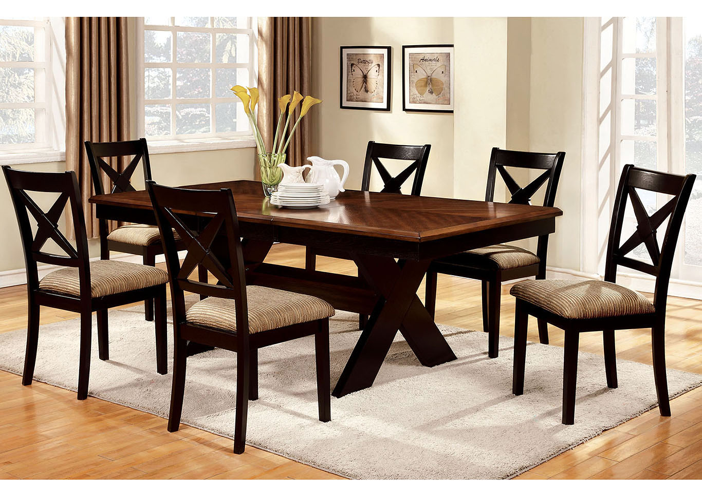 Liberta Extension Leaf Dining Table w/6 Side Chair,Furniture of America