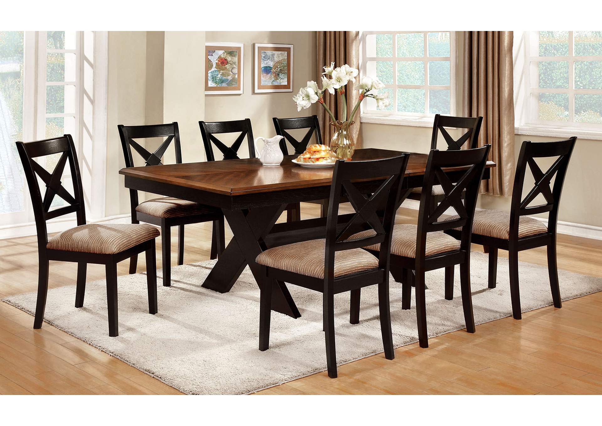 Liberta Extension Leaf Dining Table w/8 Side Chair,Furniture of America