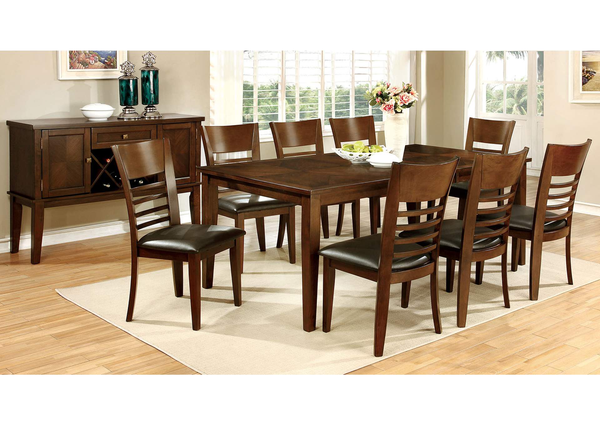 Hillsview I Brown 78" Extension Leaf Dining Table w/6 Side Chair,Furniture of America