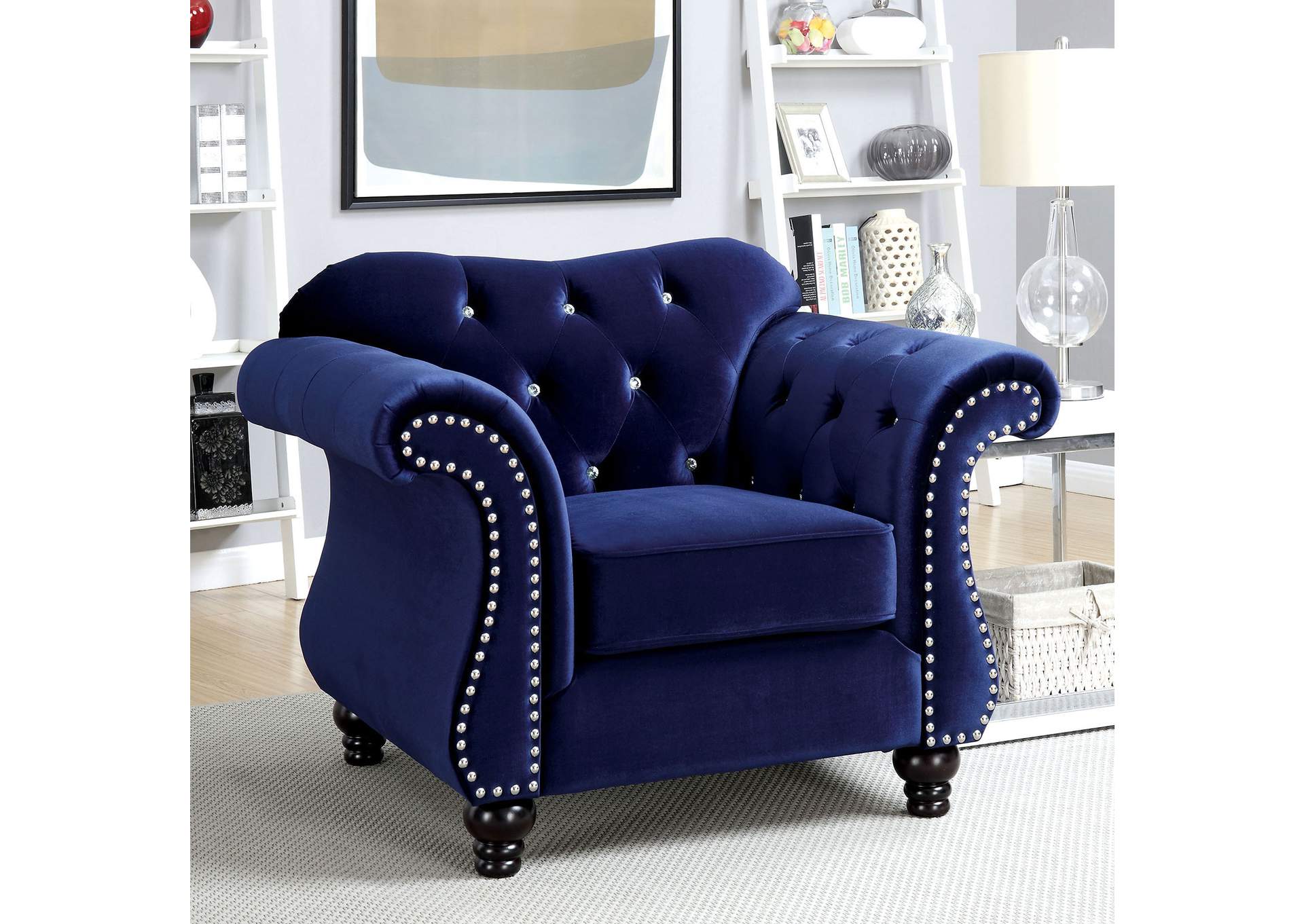 Jolanda Dark Blue Chair,Furniture of America