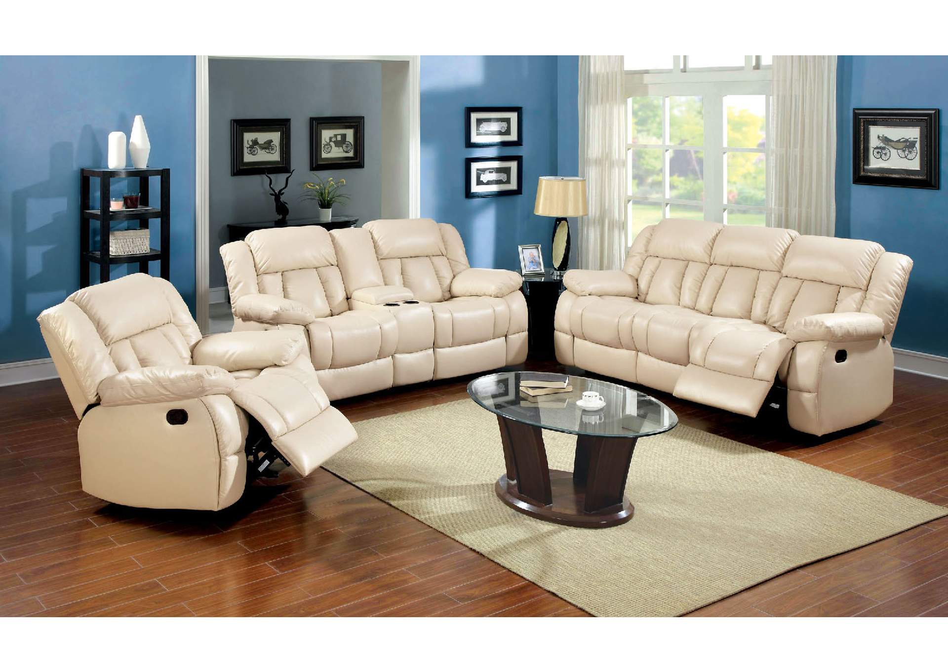 Barbado Ivory Sofa and Loveseat w/4 Recliners,Furniture of America