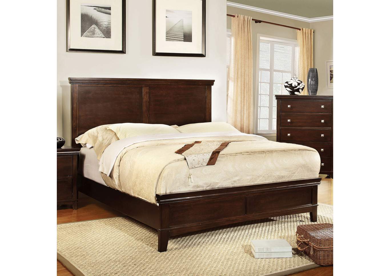 Spruce Brown Full Bed w/Dresser and Mirror,Furniture of America