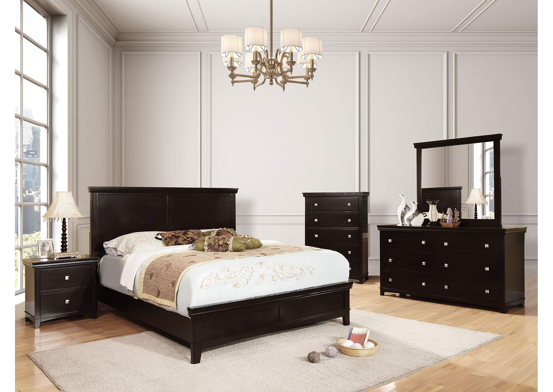 Spruce Espresso Full Bed w/Dresser and Mirror,Furniture of America