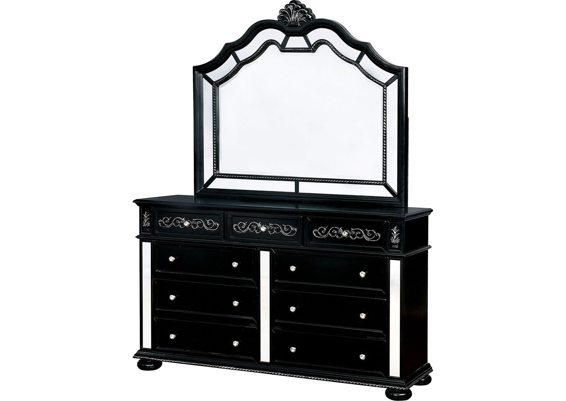 Azha Black Dresser & Mirror,Furniture of America