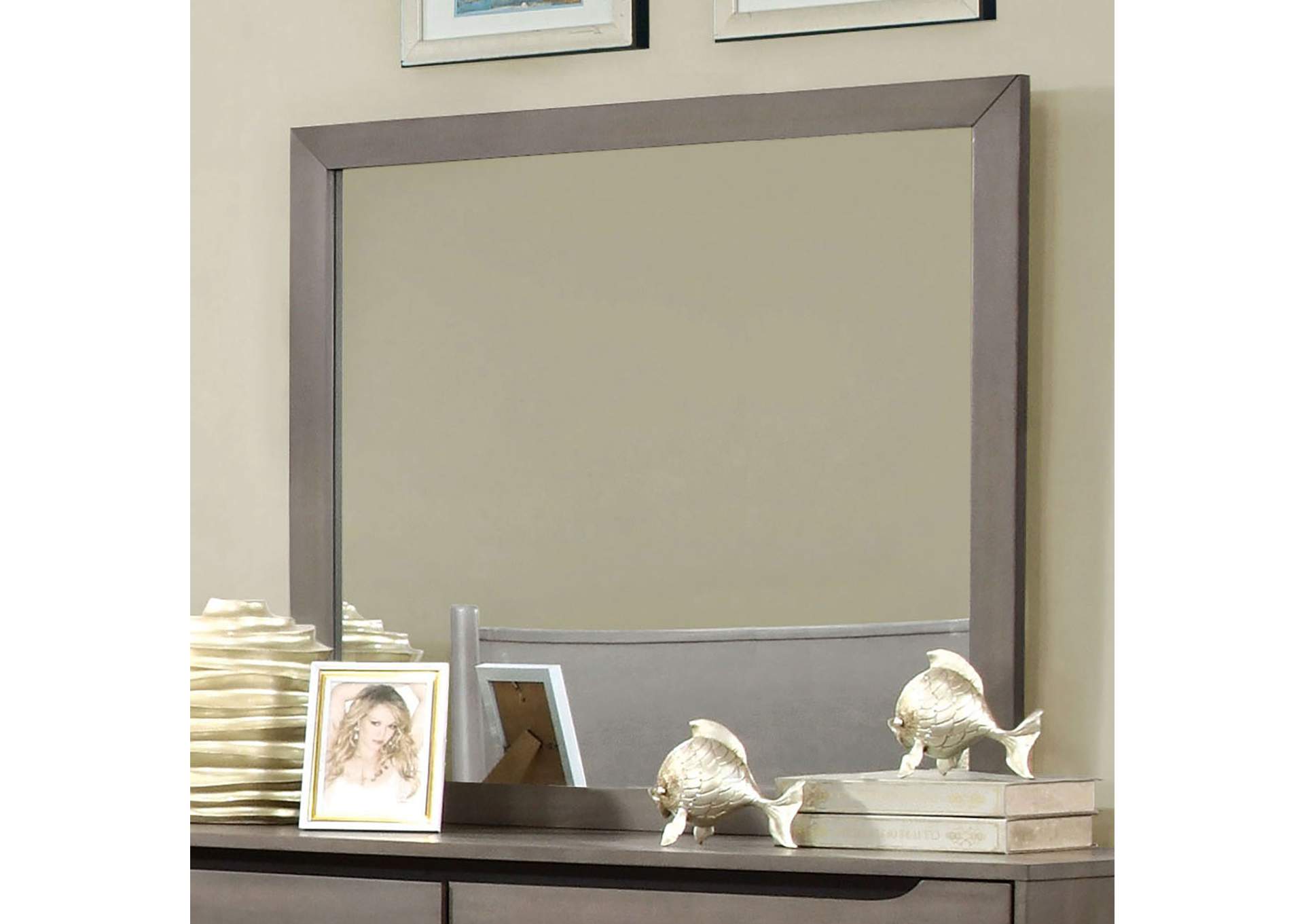 Lennart I Gray Full Platform Bed w/Dresser and Mirror,Furniture of America