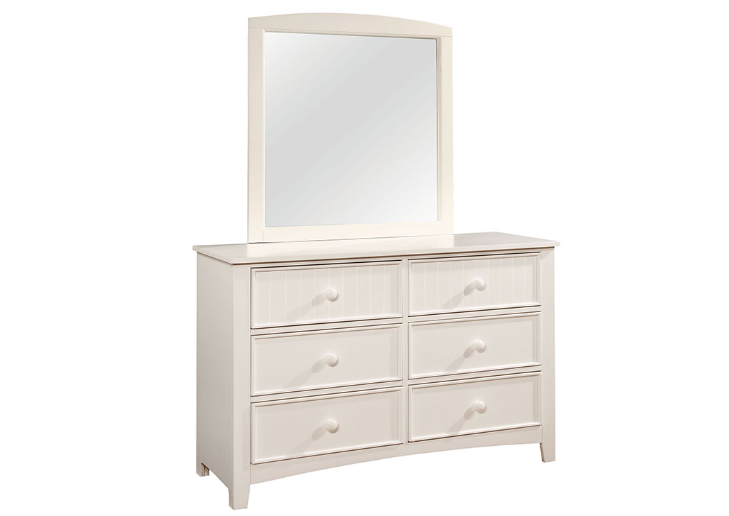 Omnus White Dresser w/Mirror,Furniture of America