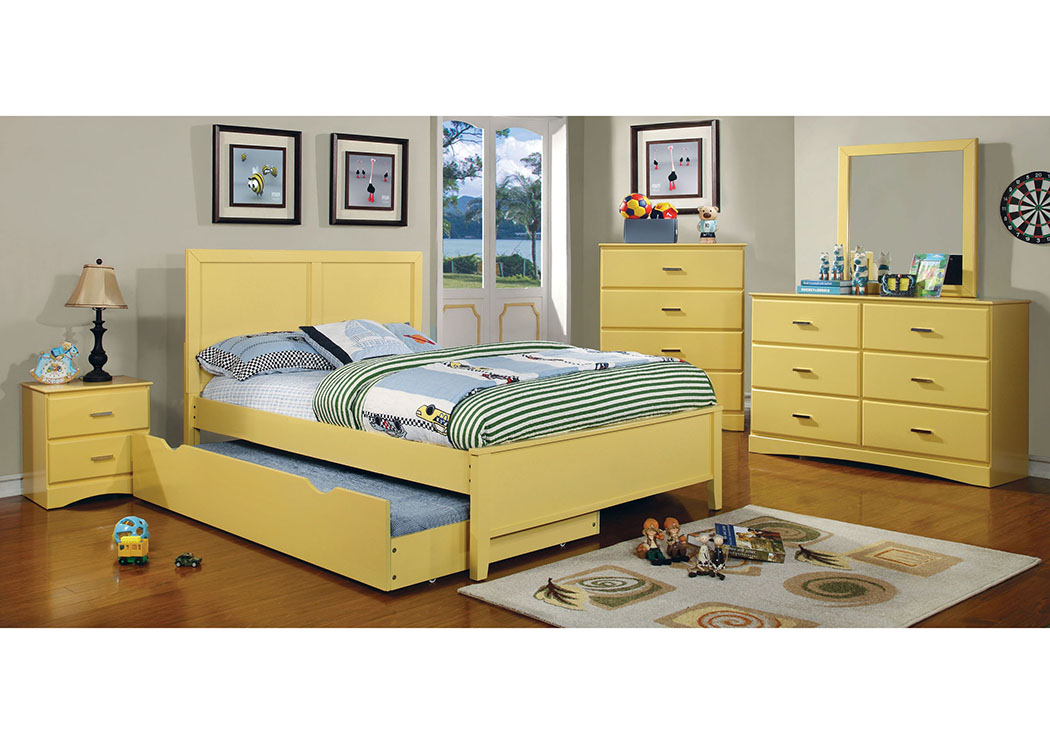 Prismo Yellow Twin Platform Trundle Bed,Furniture of America
