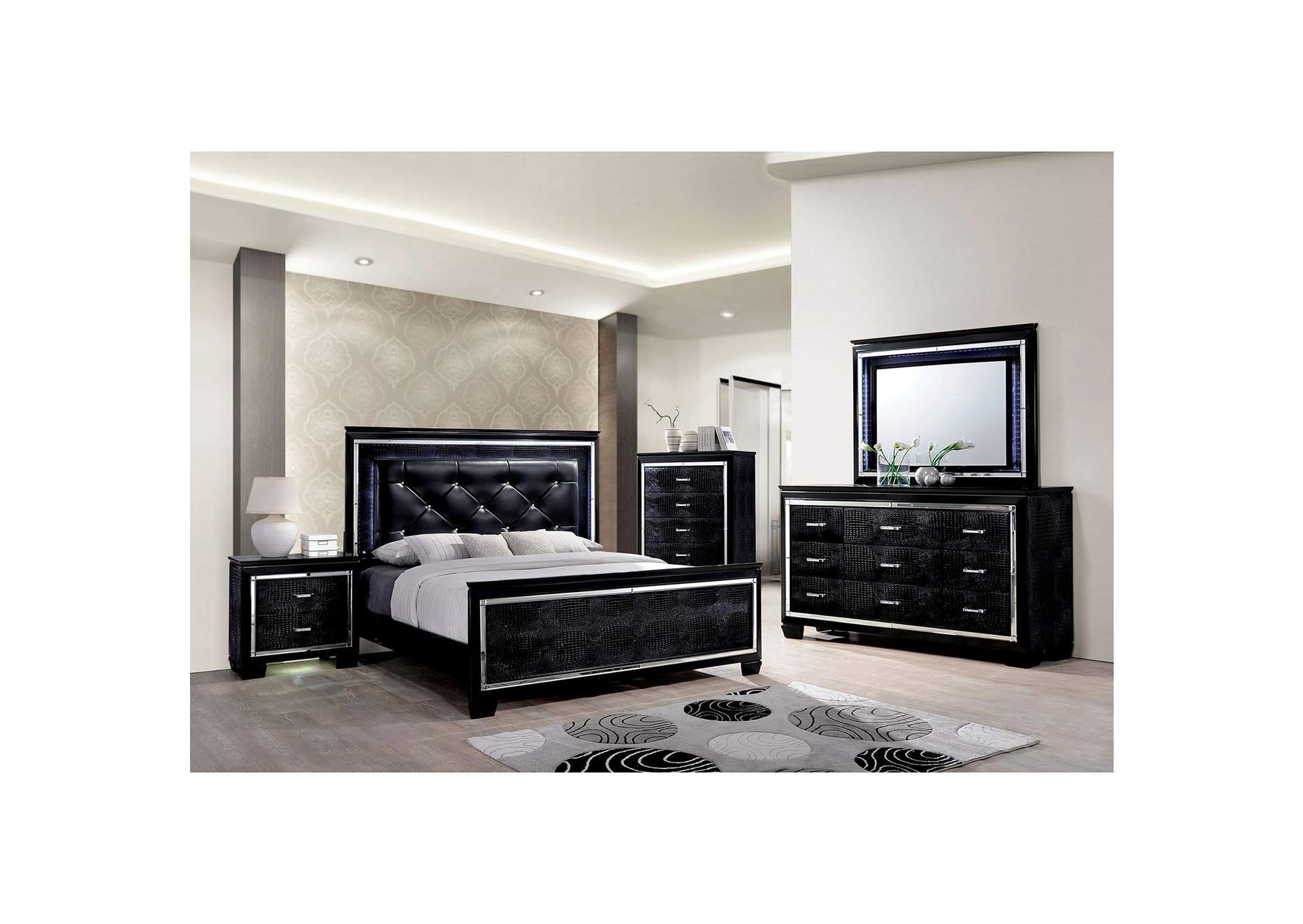 Bellanova Black Dresser and Mirror,Furniture of America