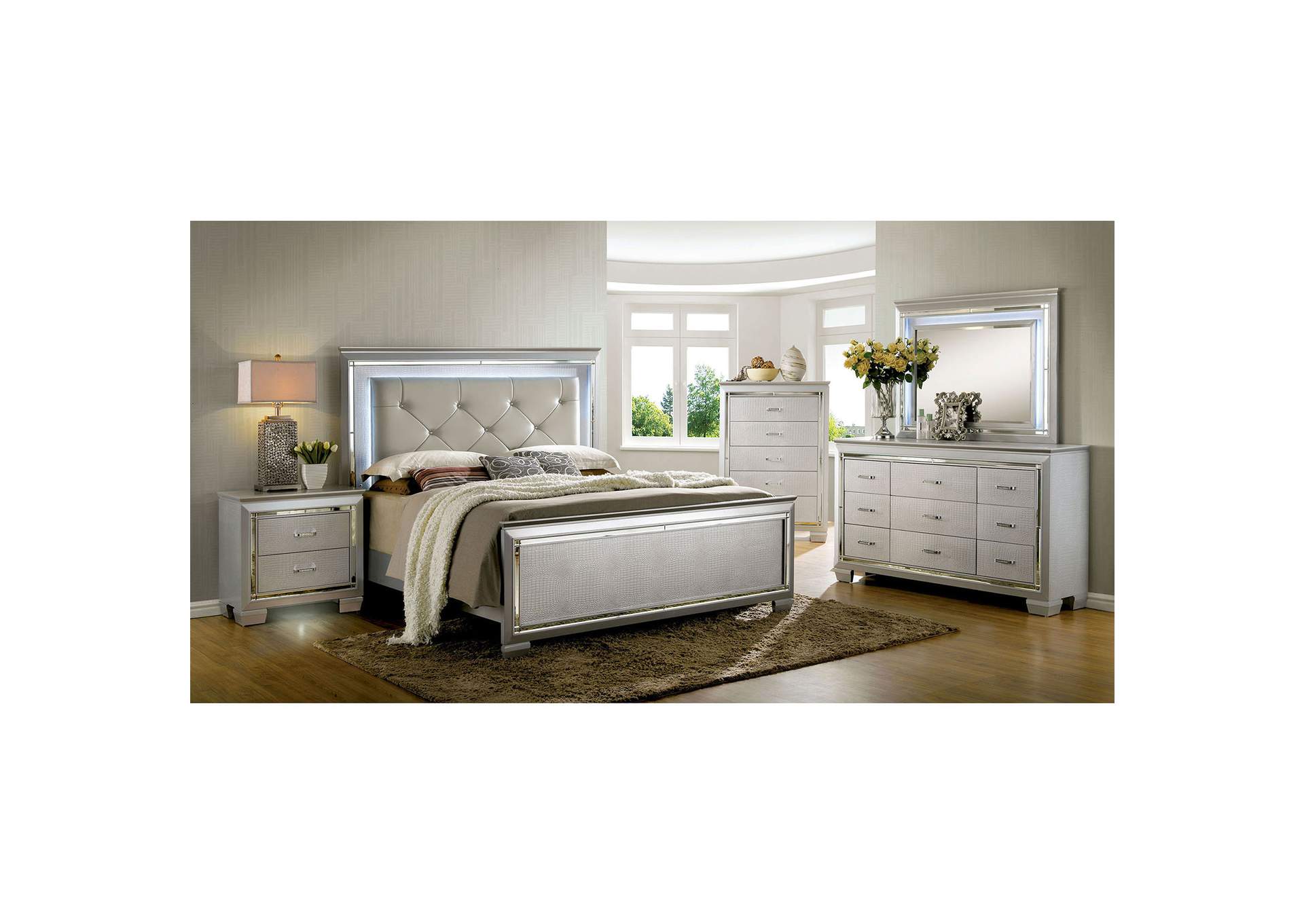 Bellanova Silver Dresser and Mirror,Furniture of America