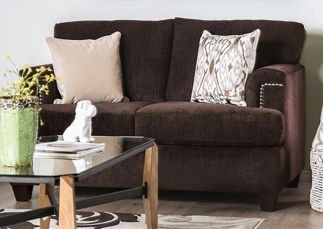 Brynlee Chocolate Sofa and Loveseat,Furniture of America