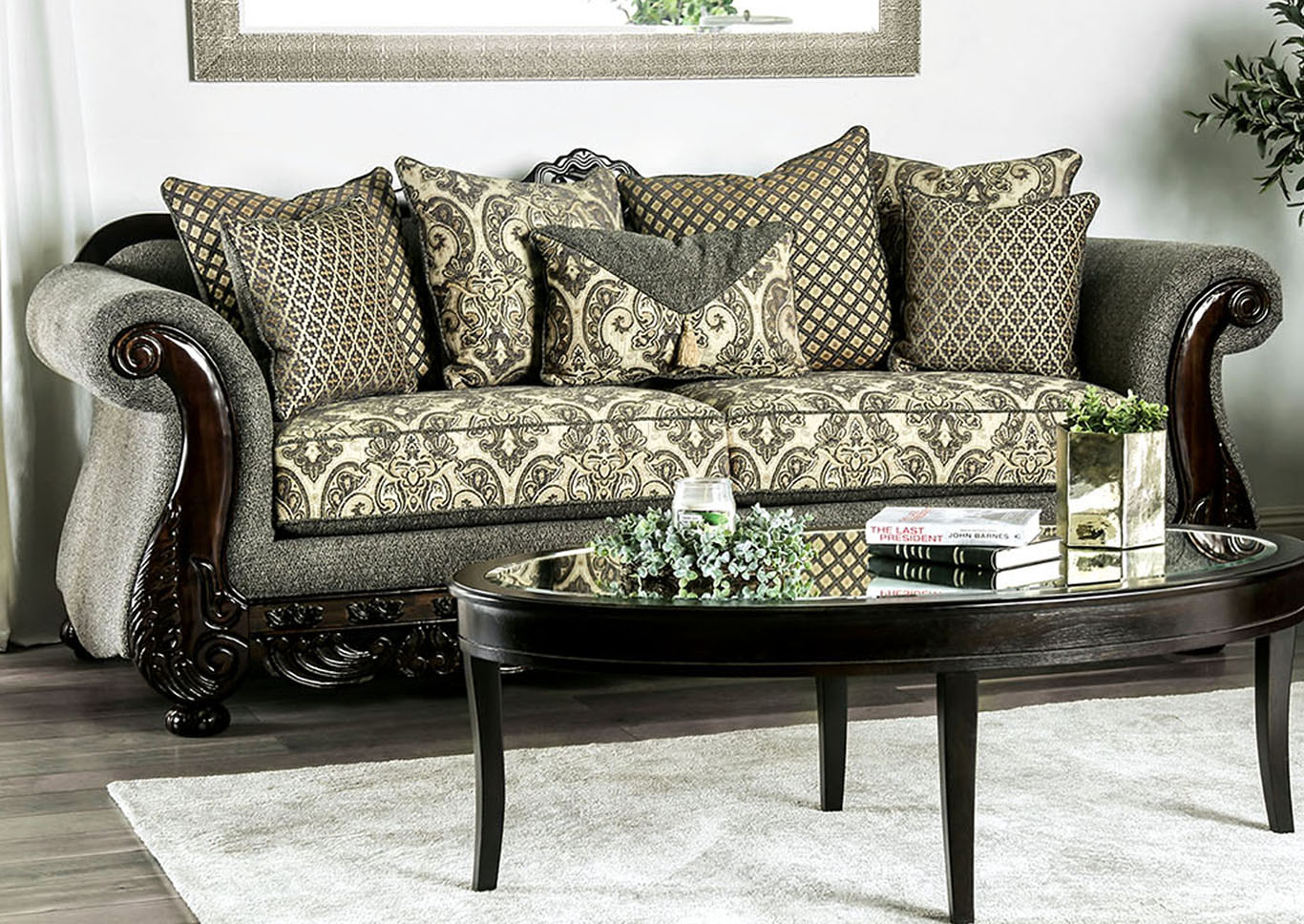 Justina Gray Sofa and Loveseat,Furniture of America