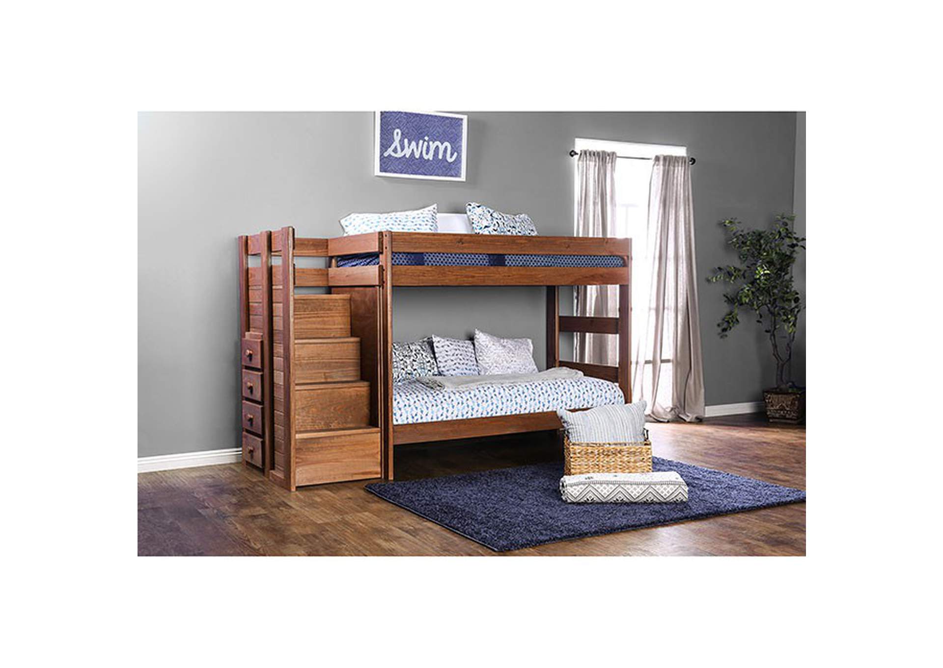 Ampelios Mahogany Twin/Twin Bunk Bed,Furniture of America