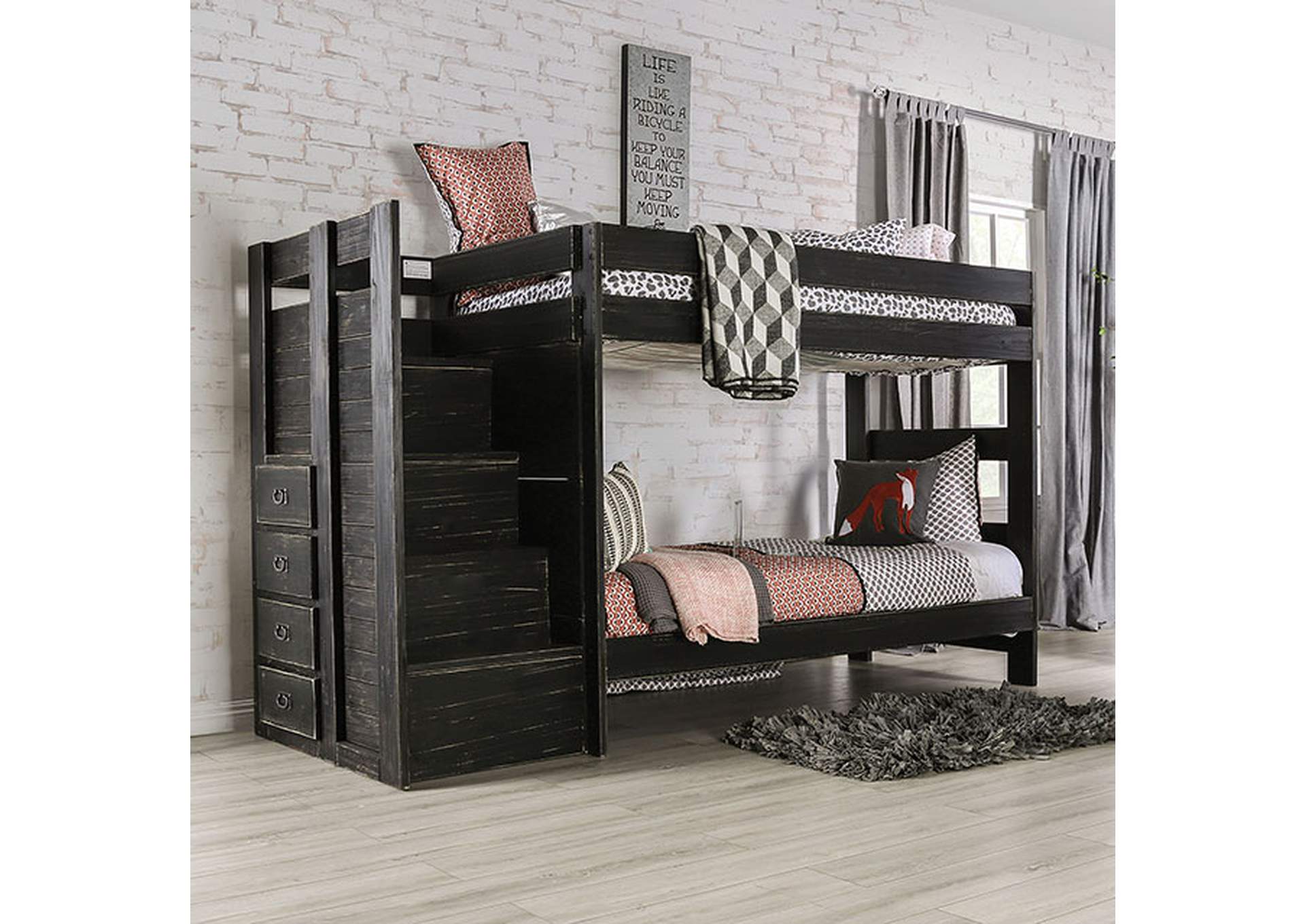 Ampelios Black Twin/Twin Bunk Bed,Furniture of America