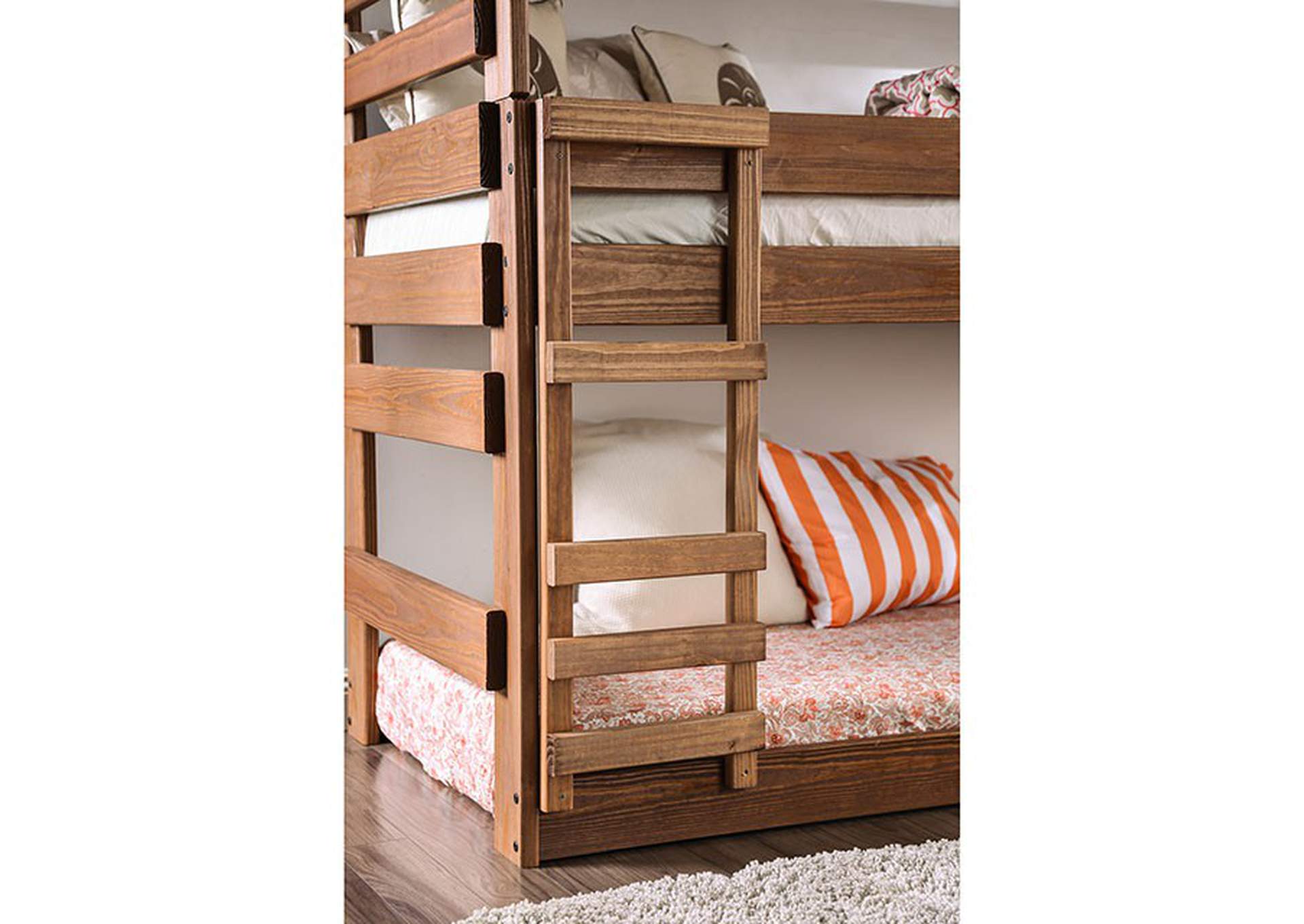Pollyanna Mahogany Twin Triple Decker Bunk Bed,Furniture of America