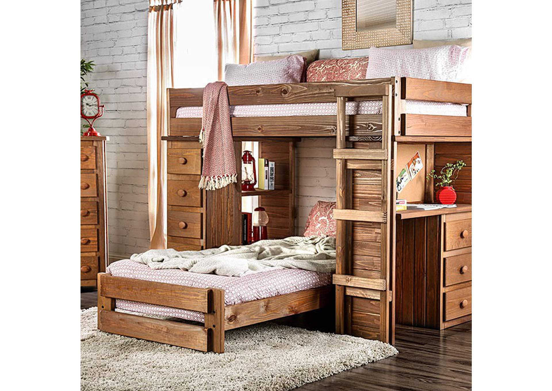 Beckford Mahogany Twin/Twin Loft Bed,Furniture of America