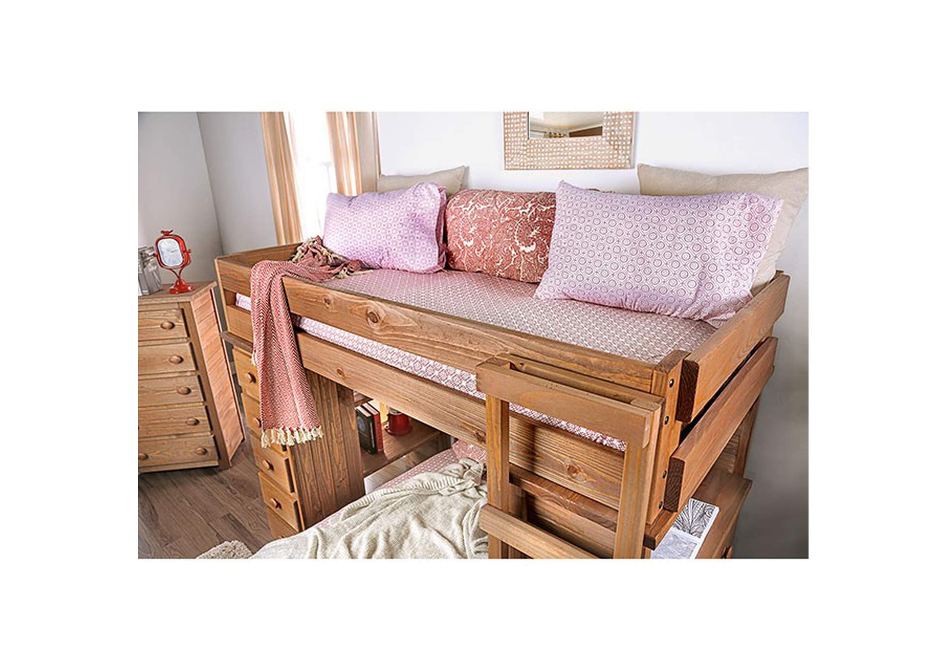 Beckford Mahogany Twin/Twin Loft Bed,Furniture of America