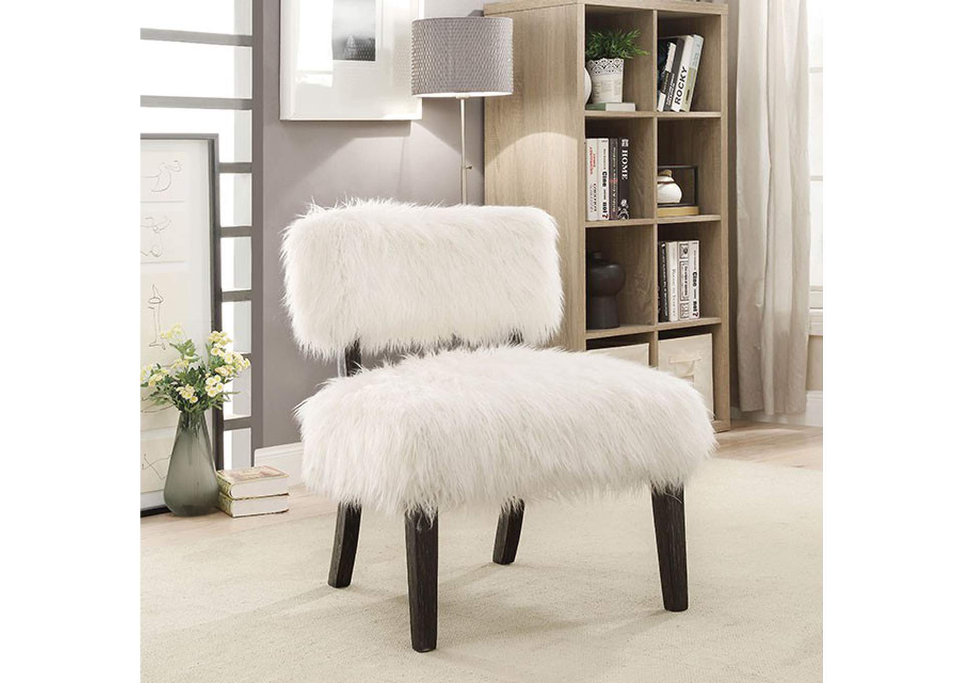 Mystic Sovereign White Faux Fur Accent Chair Alexis Furniture