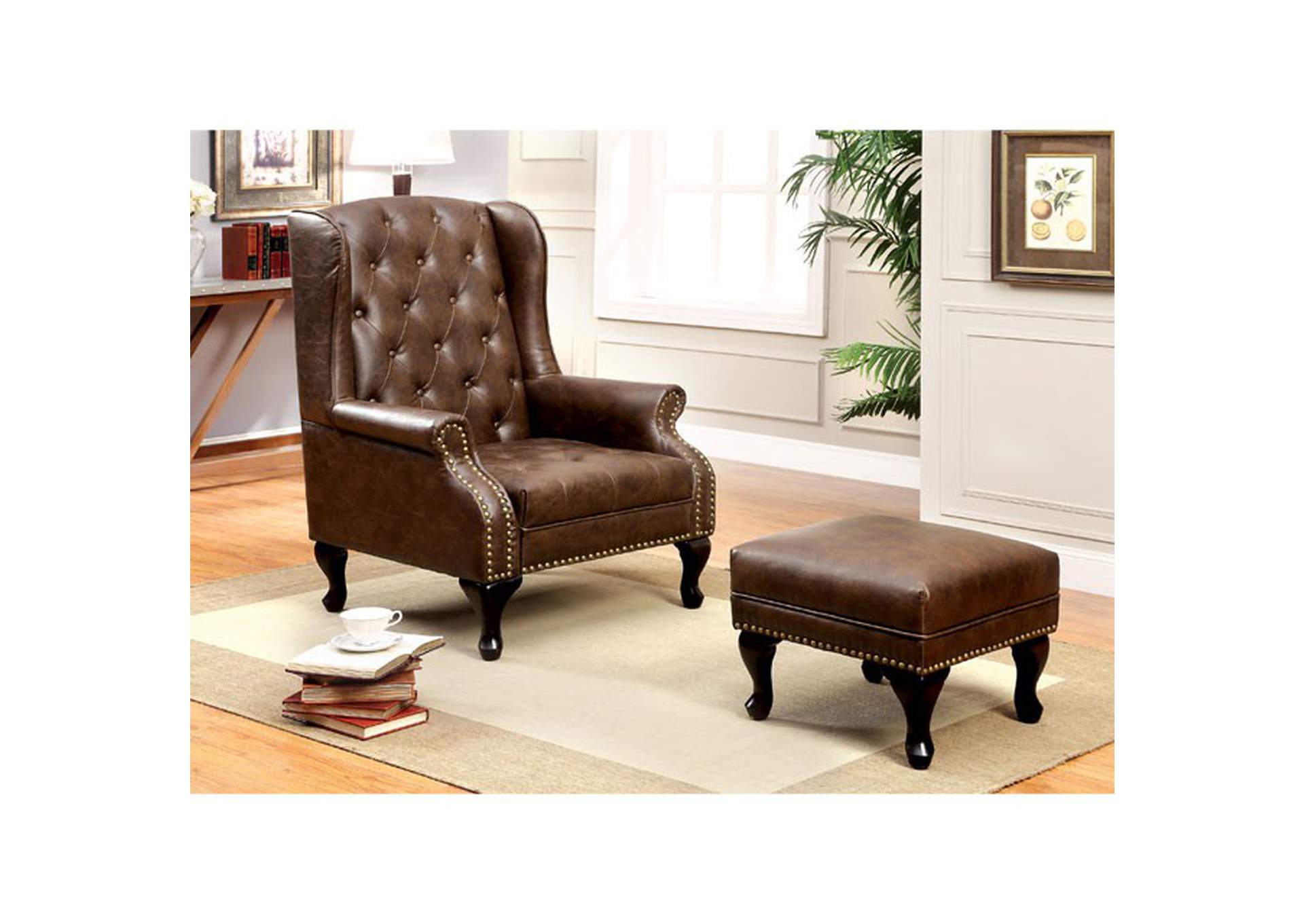 Vaugh Rustic Brown Ottoman,Furniture of America TX