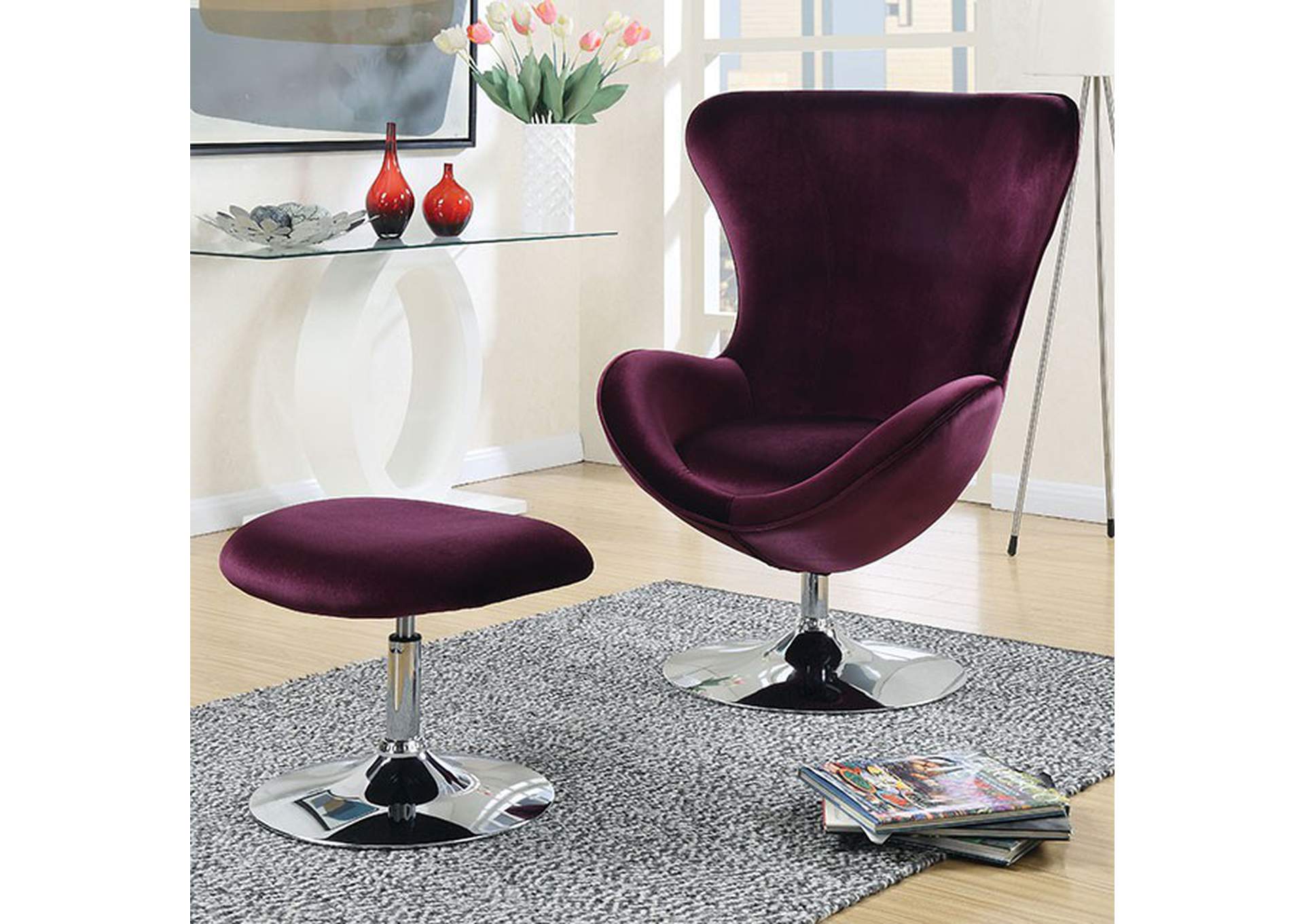 Eloise Purple Chair w/ Ottoman,Furniture of America TX