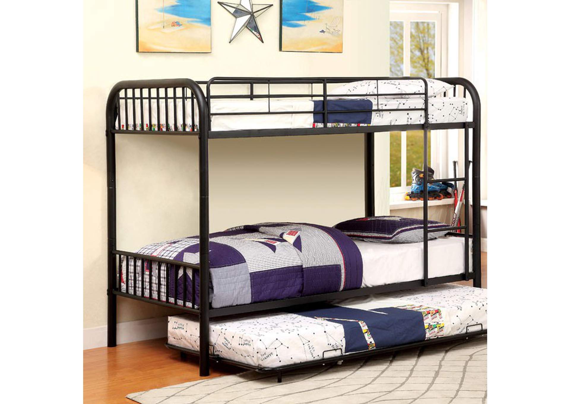 Rainbow Black Twin/Twin Bunk Bed,Furniture of America TX