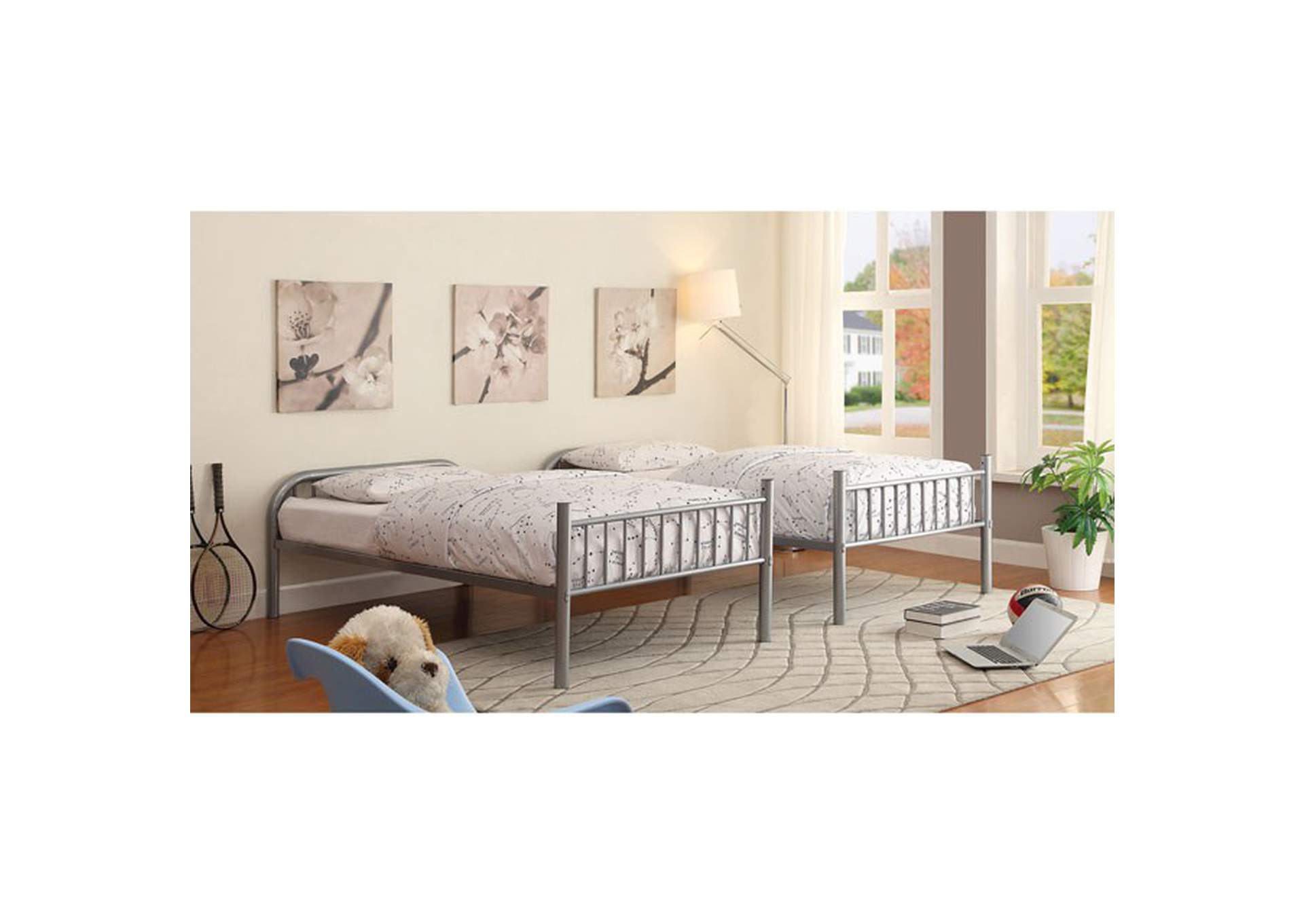 Rainbow Silver Twin/Twin Bunk Bed,Furniture of America TX