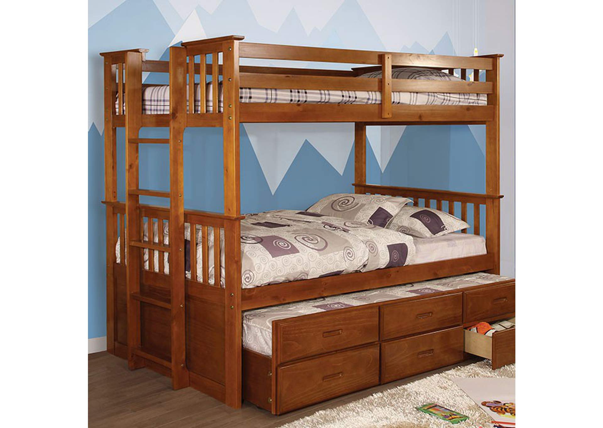 University Twin/Twin Bunk Bed w/ Trundle,Furniture of America