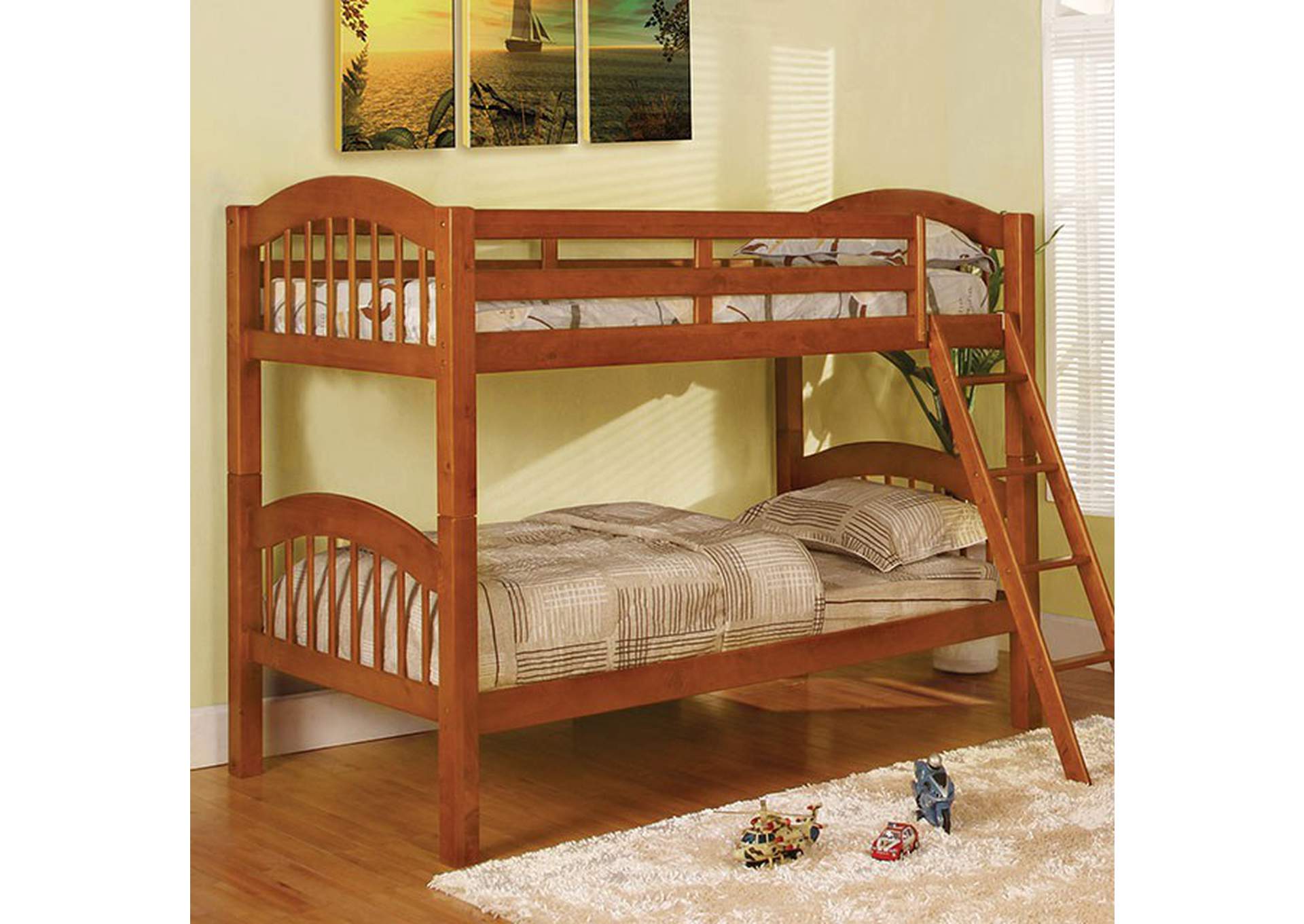 Coney Island Oak Bunk Bed Dream Decor, Arched Twin Honey Oak Finish Bunk Bed