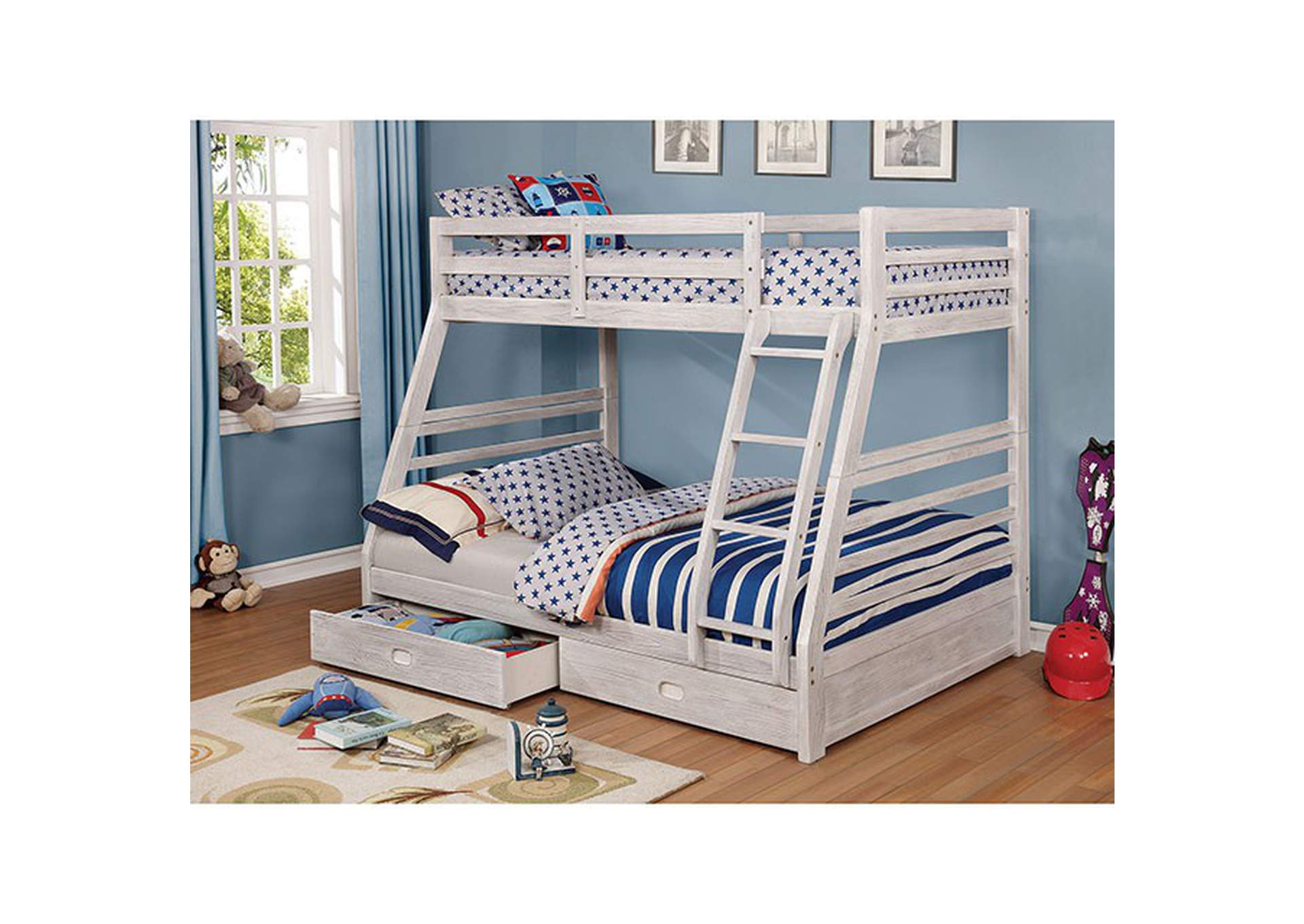California Wire-Brushed White Bunk Bed,Furniture of America