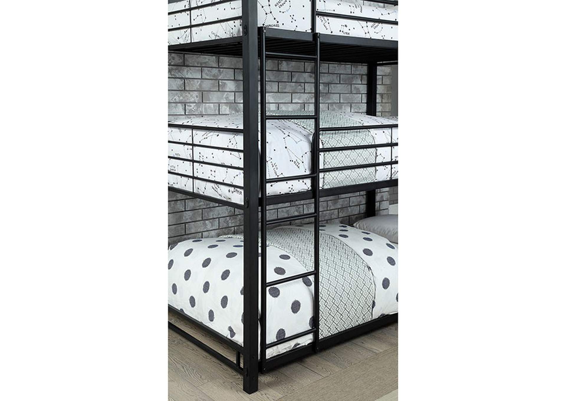 Olga Sand Black Full Triple Decker Bunk Bed,Furniture of America