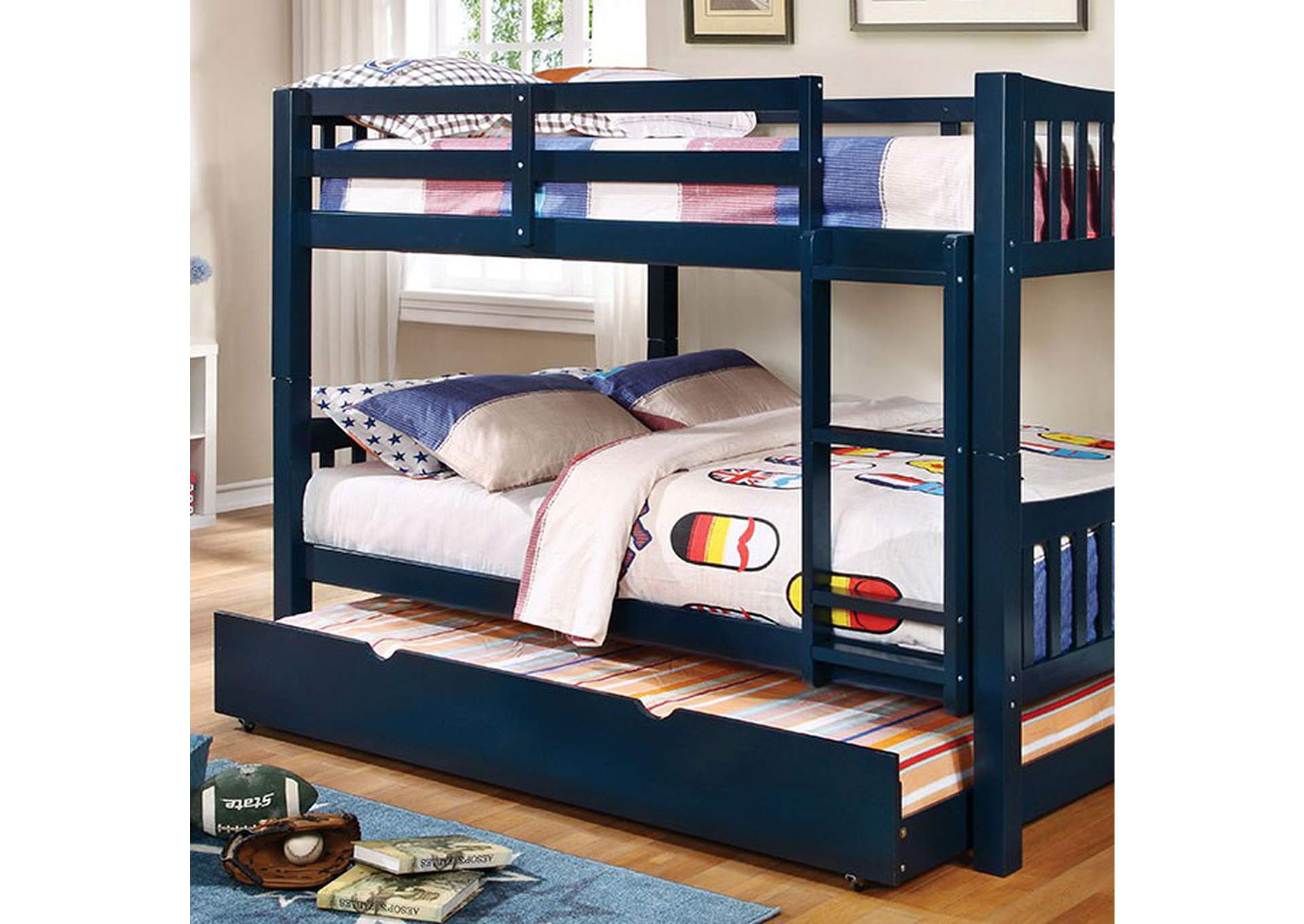 Cameron Full/Full Bunk Bed, Blue,Furniture of America