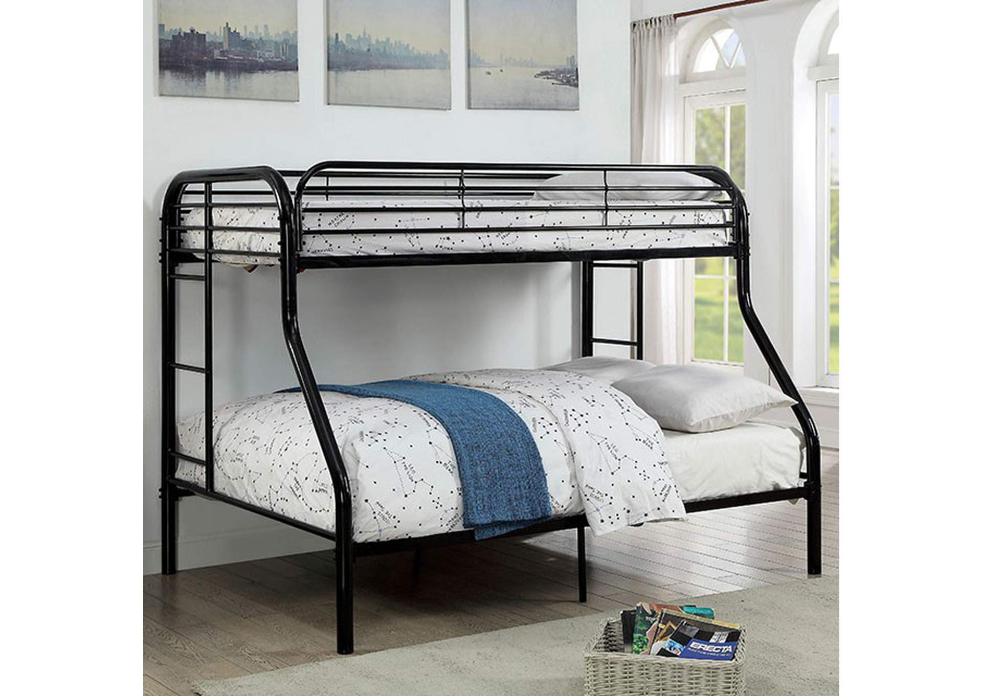 Opal Black Twin/Full Bunk Bed,Furniture of America