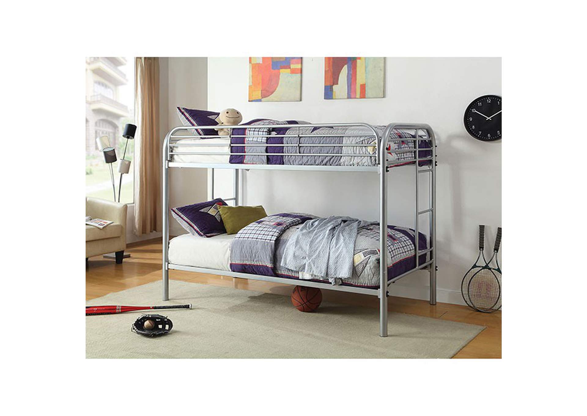 Opal Silver Twin/Twin Bunk Bed,Furniture of America