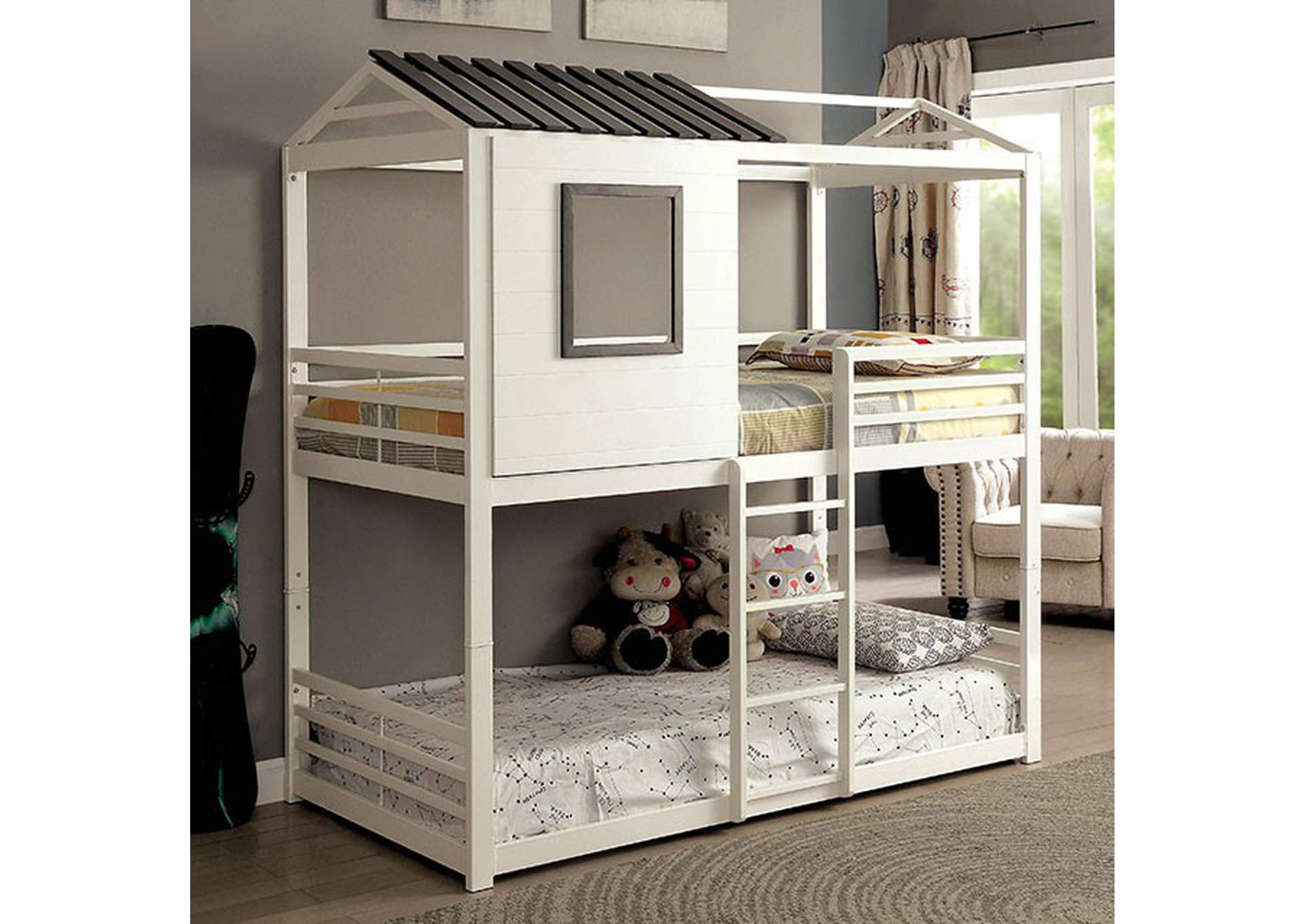 Stockholm White Twin/Twin Bunk Bed,Furniture of America