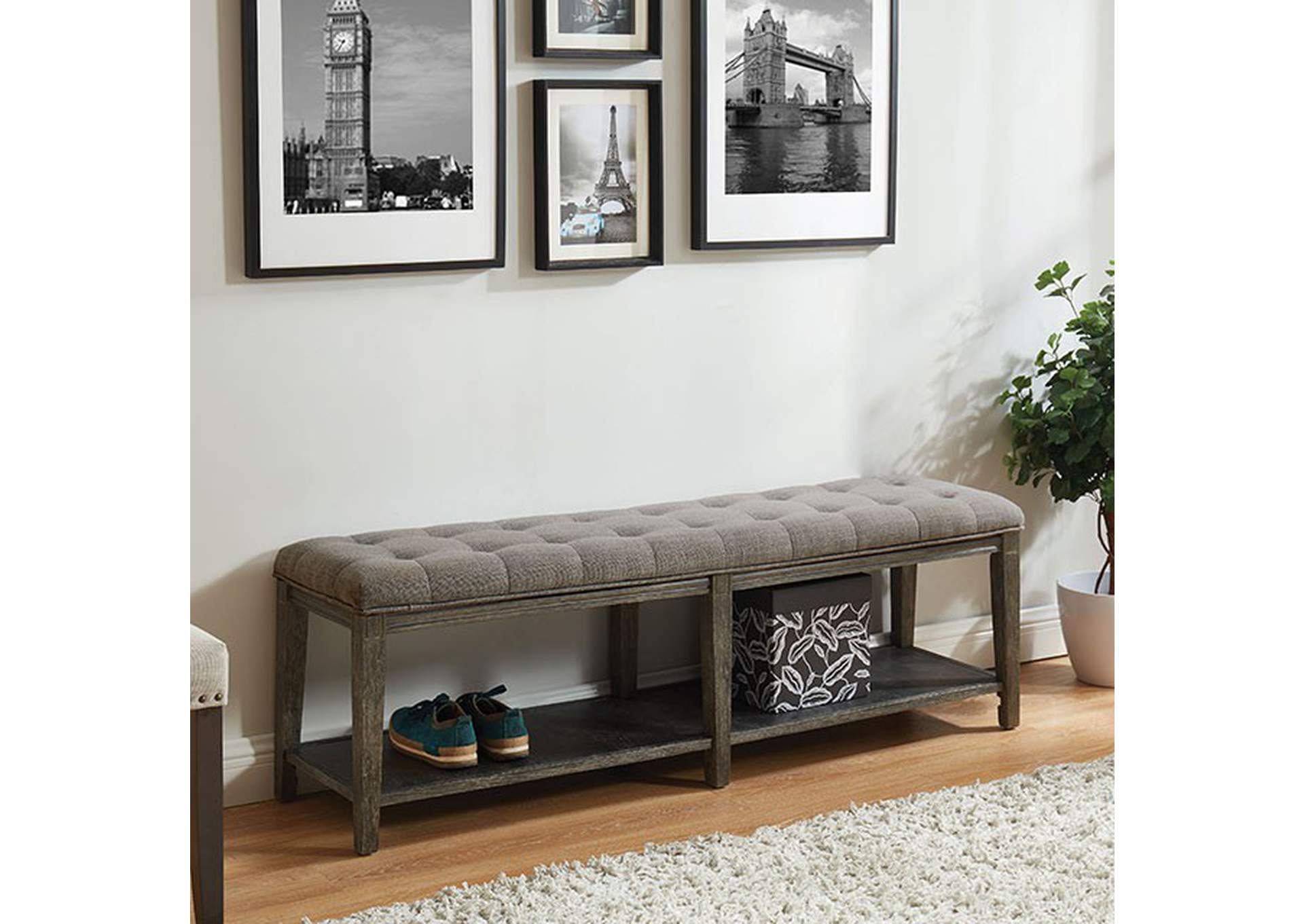 Tayah Gray Bench,Furniture of America