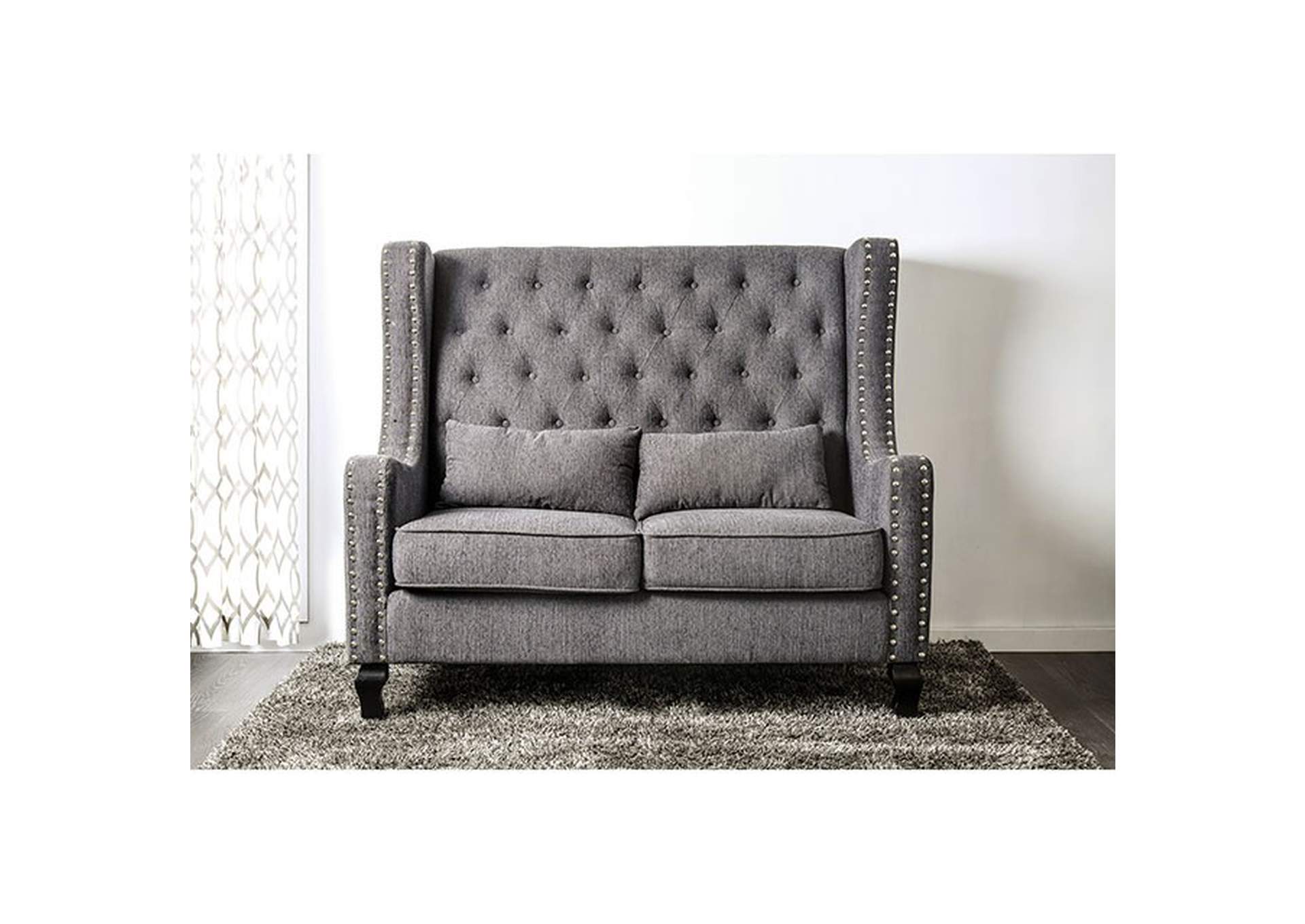 Alicante Love Seat Bench, Gray,Furniture of America