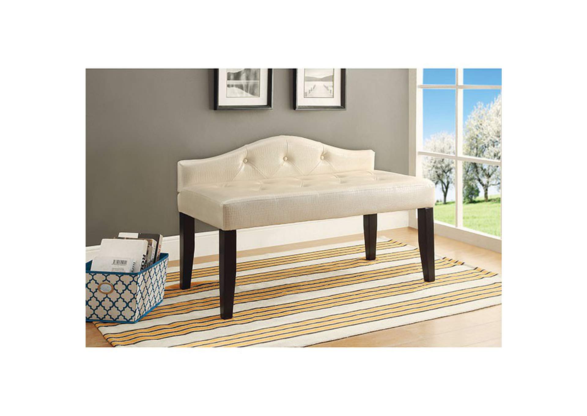 Alipaz White Bench,Furniture of America