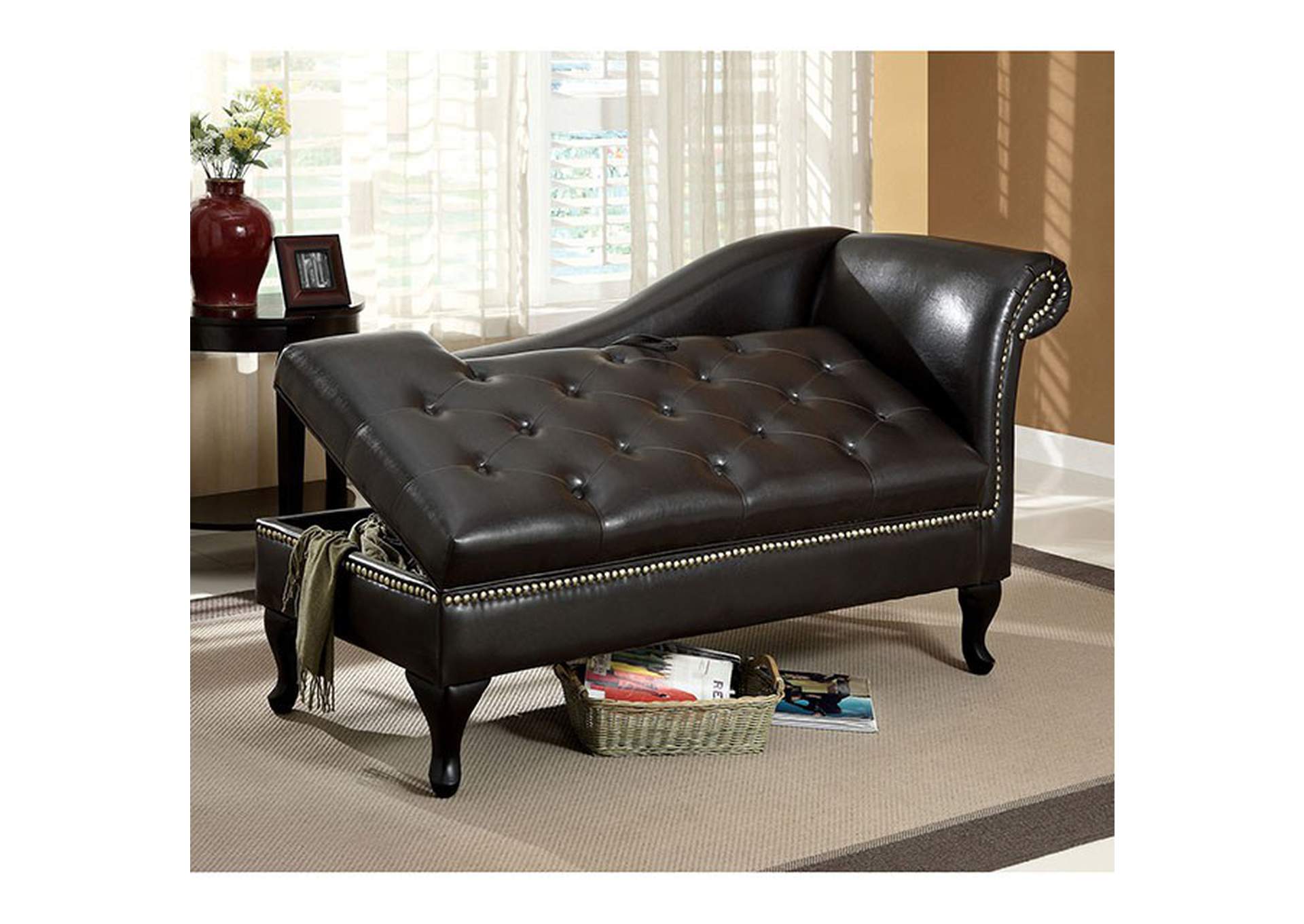Lakeport Black Chaise,Furniture of America TX