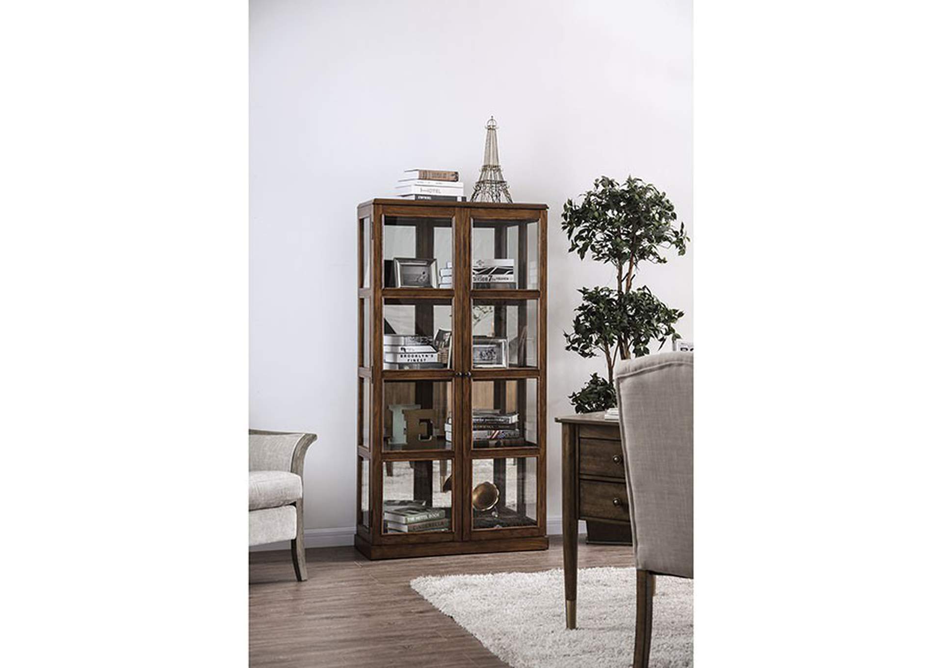Vilas Oak Curio Cabinet,Furniture of America
