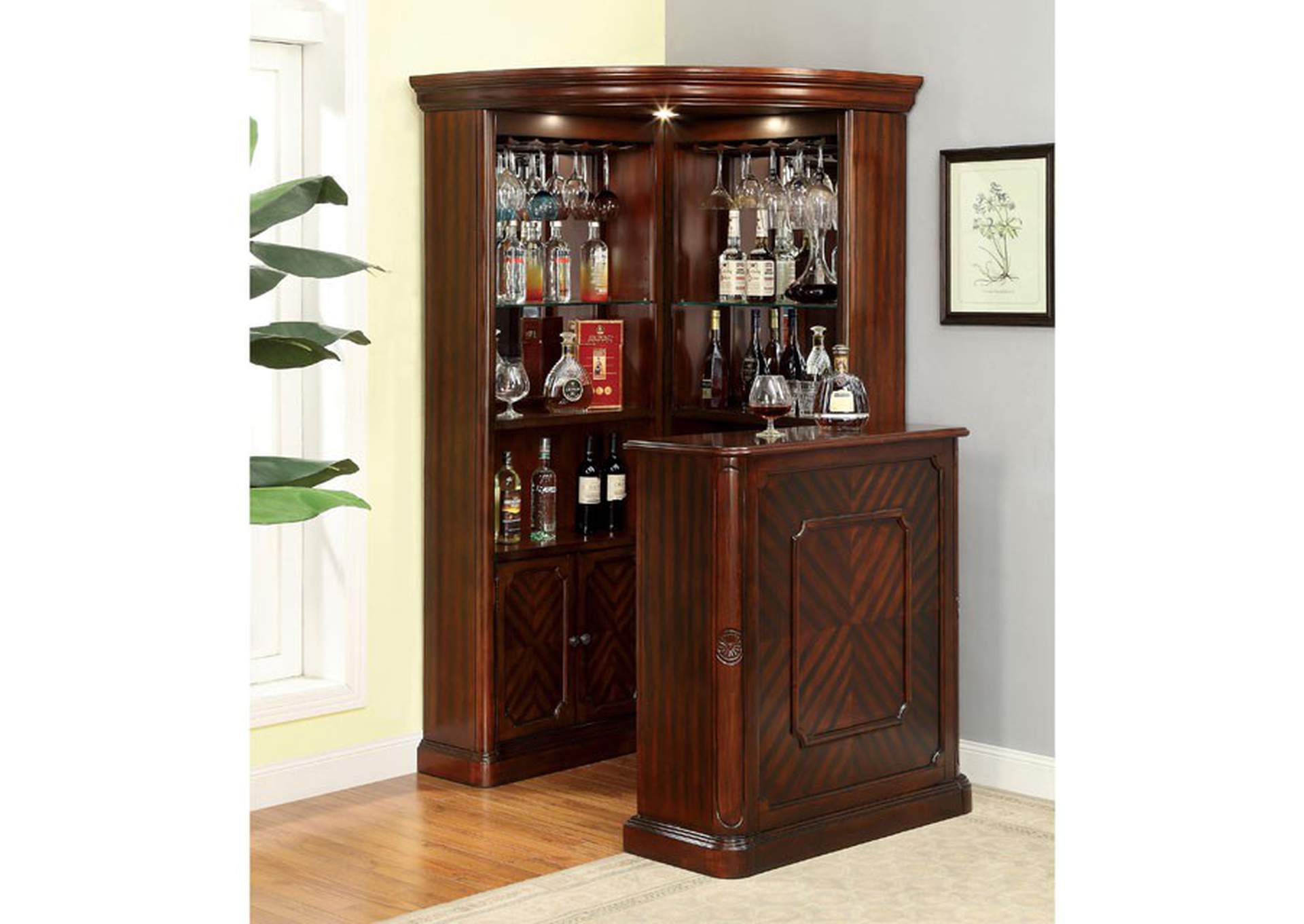 Voltaire Dark Cherry Standing Bar Table,Furniture of America