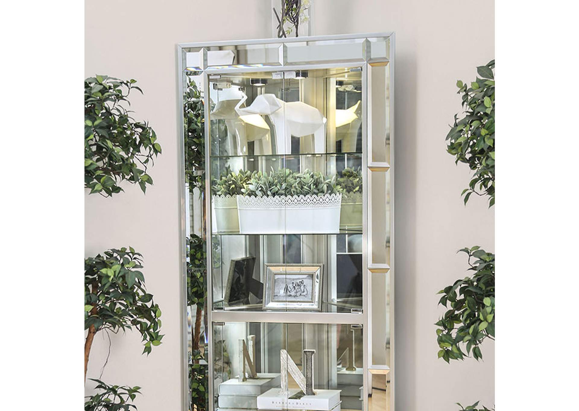 Chouteau Silver Curio Cabinet,Furniture of America