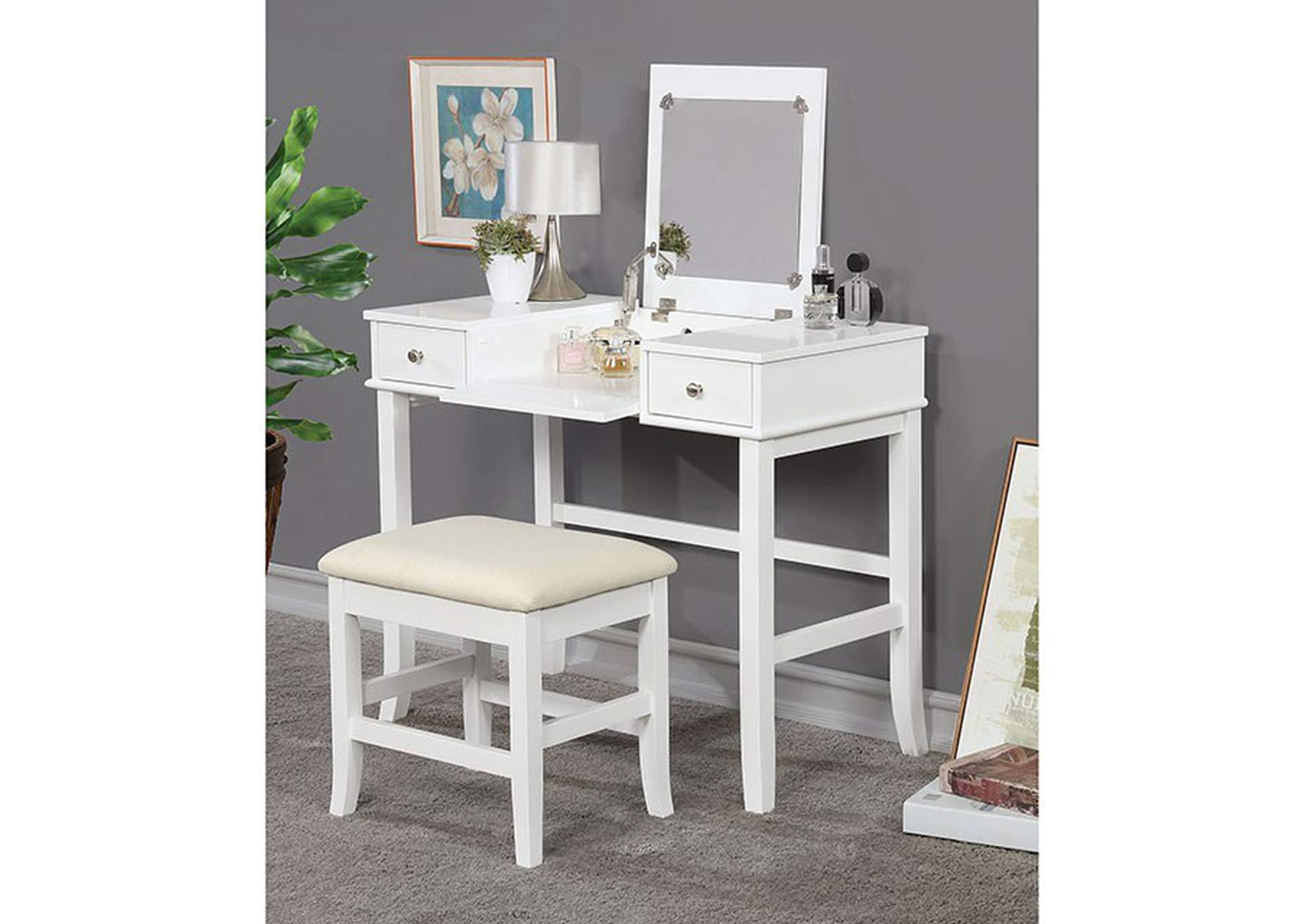 Kelis White Vanity Set,Furniture of America