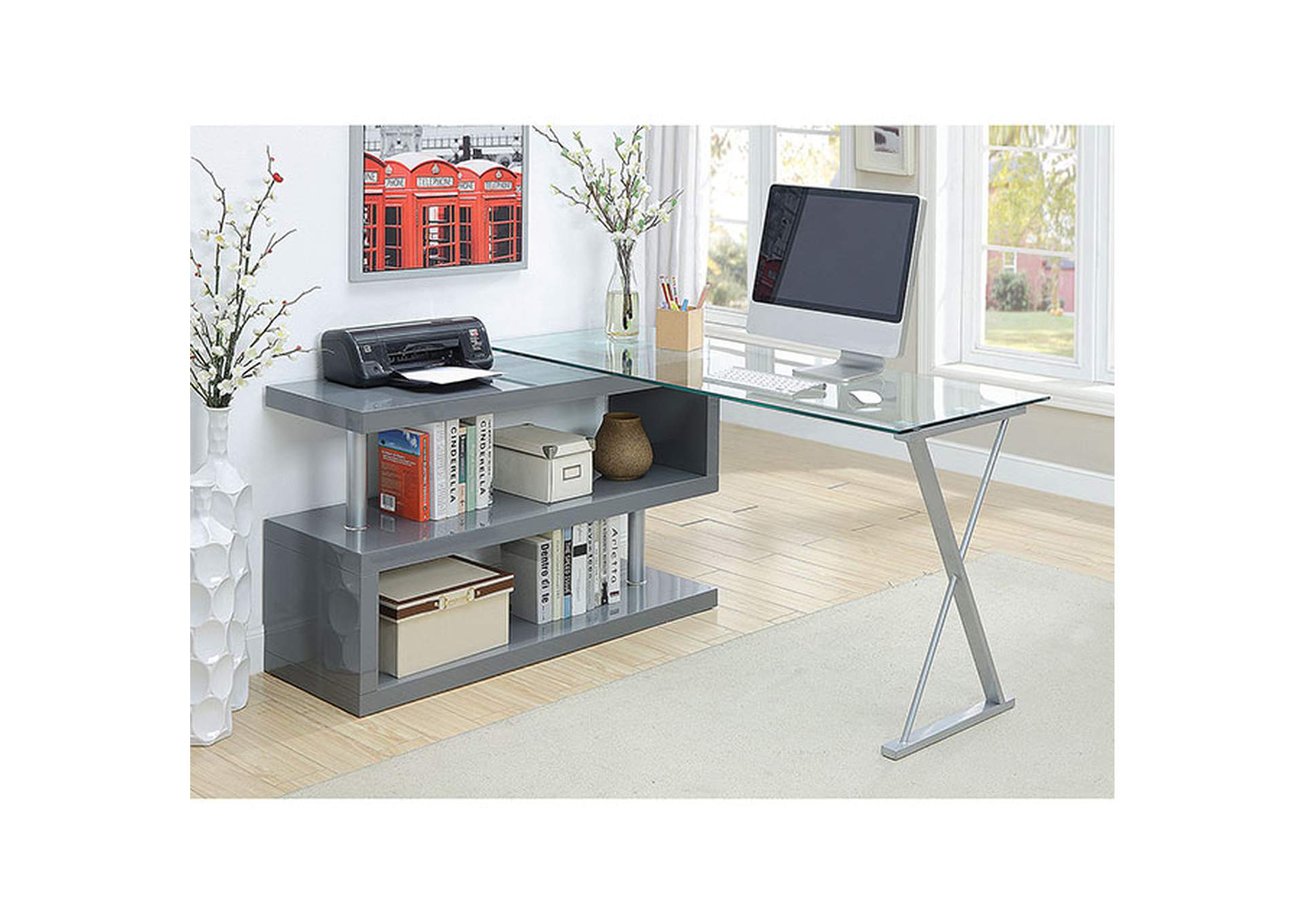 Bronwen Gray Computer Desk,Furniture of America TX