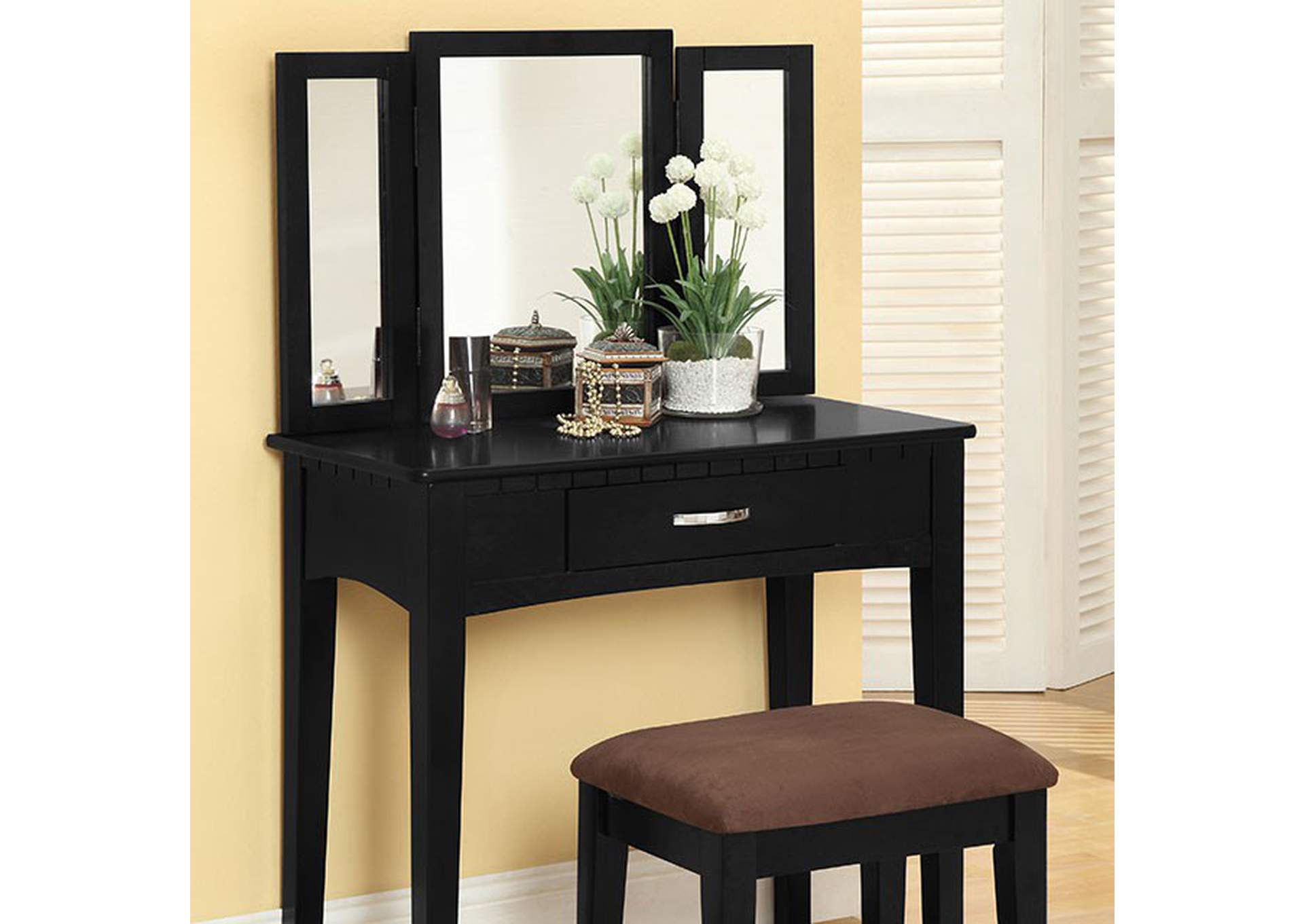 Potterville Black Vanity Table,Furniture of America