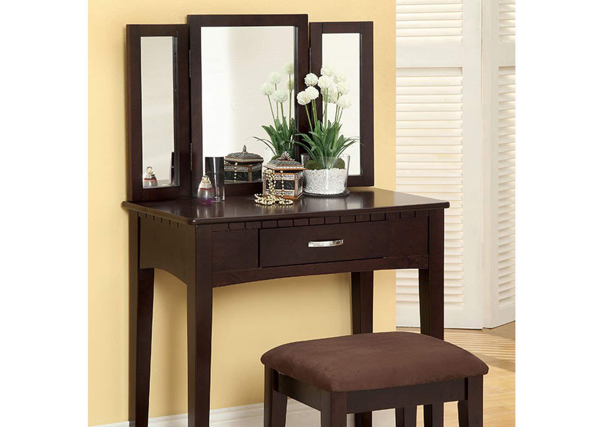 Potterville Espresso Vanity Table,Furniture of America TX