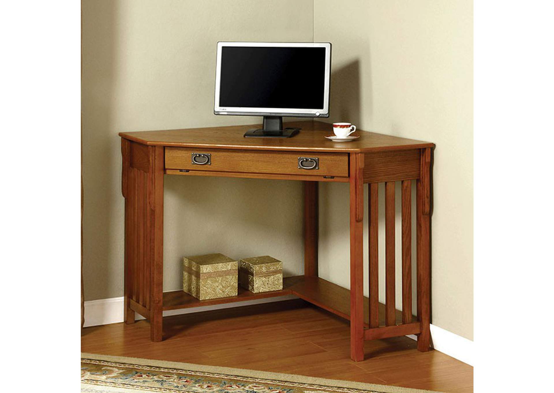 Toledo Medium Oak Corner Desk,Furniture of America