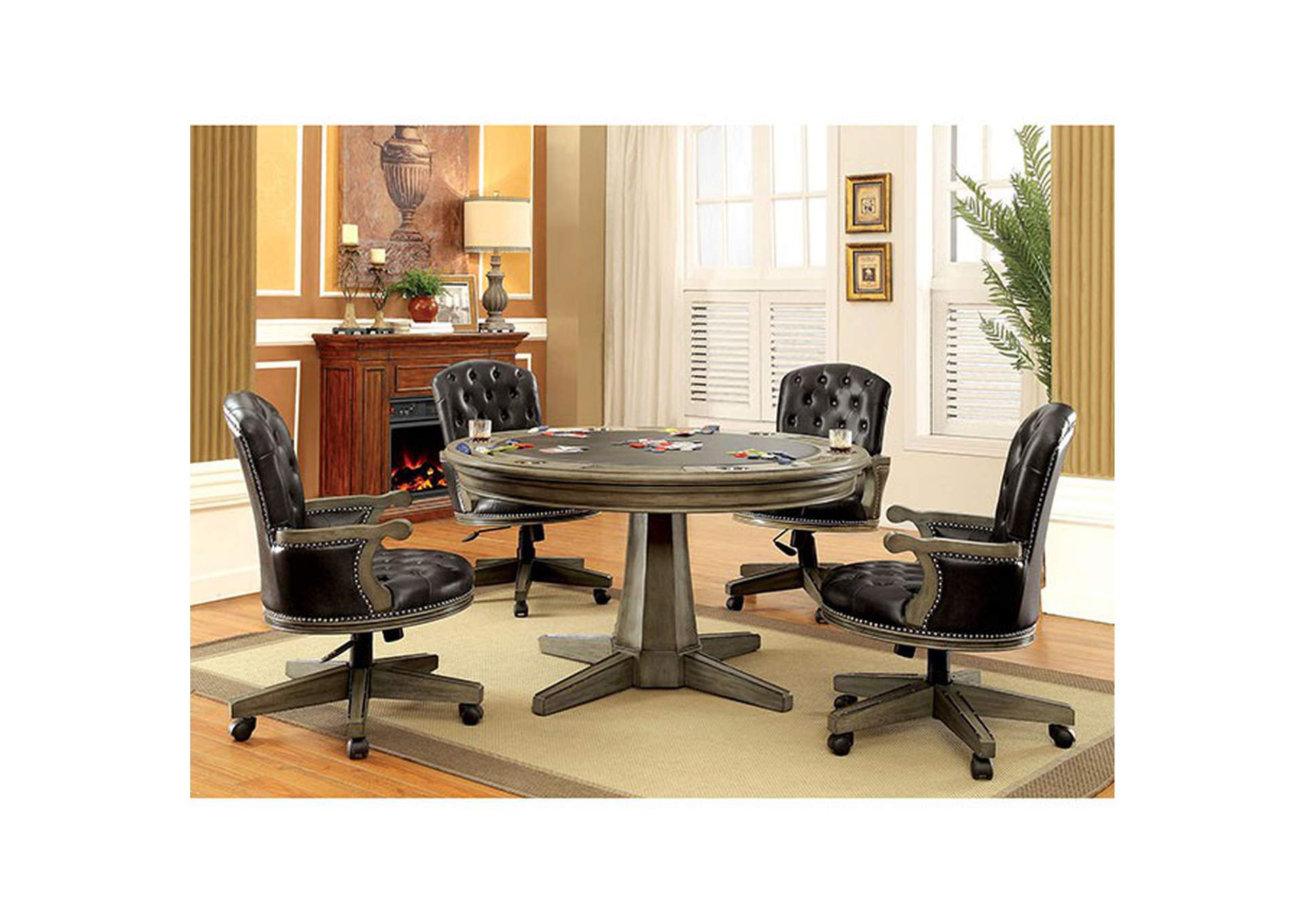 Yelena Game Table w/4 Arm Chairs,Furniture of America TX